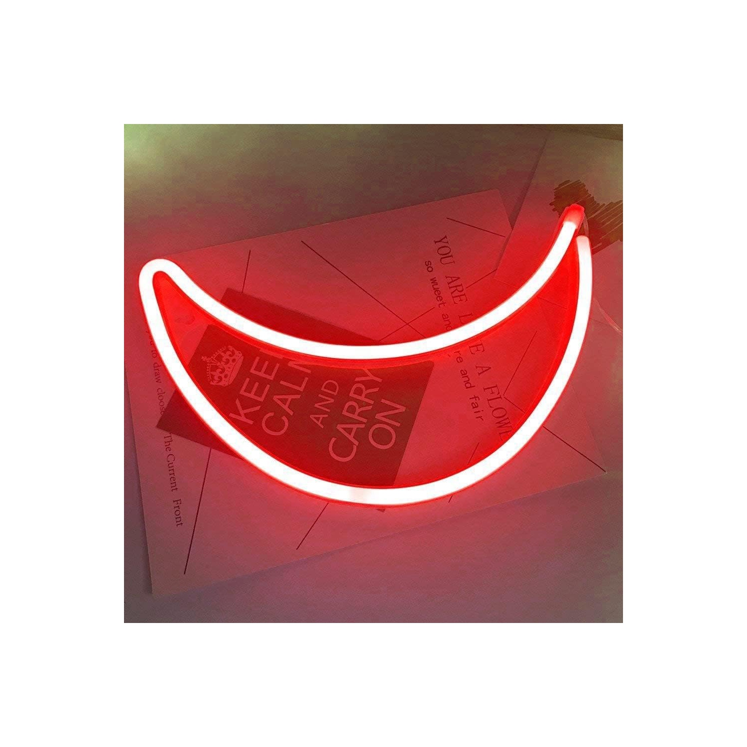 Affiche néon, affiche lunaire néon DEL lampe de nuit lampe de nuit USB Lampe de néon à DEL alimentée par piles, décoration murale de chambre à coucher