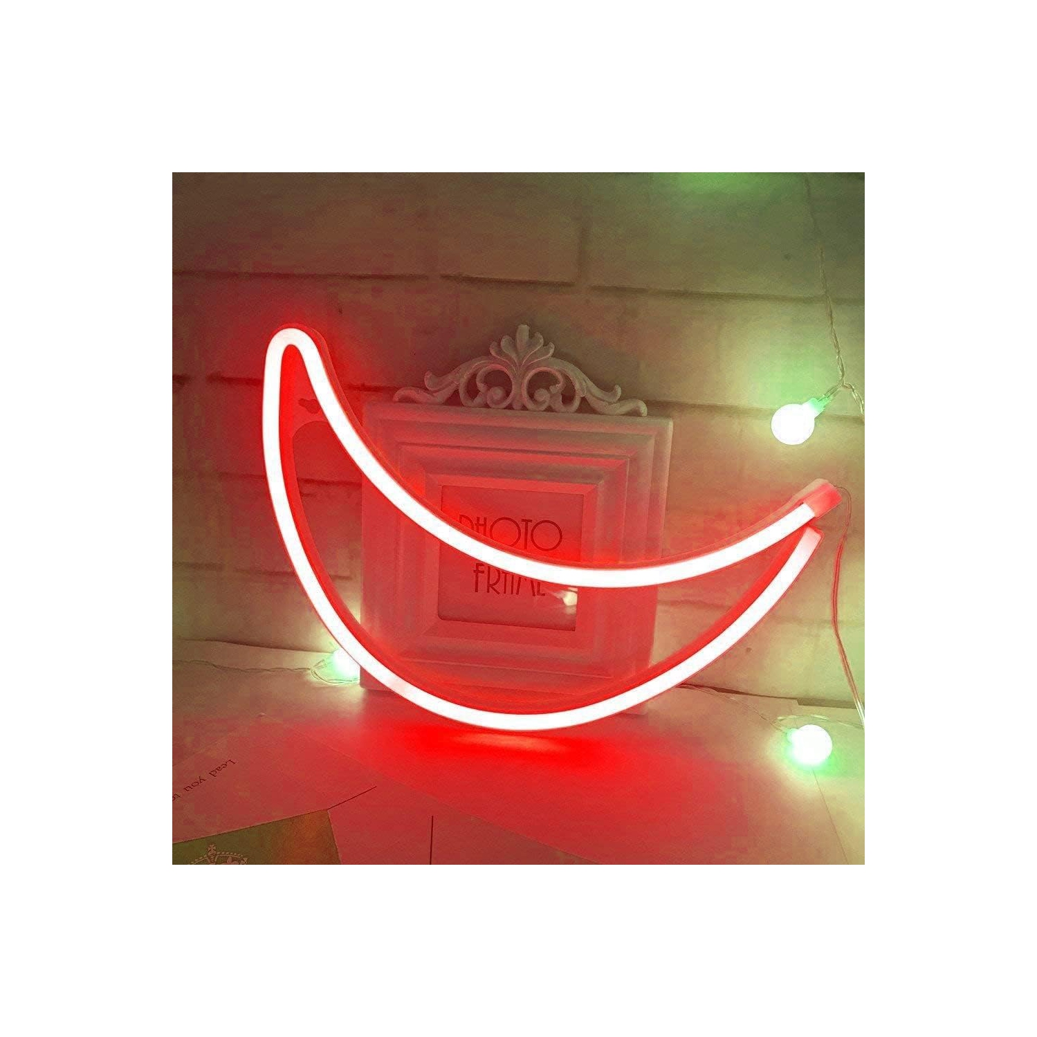 Affiche néon, affiche lunaire néon DEL lampe de nuit lampe de nuit USB Lampe de néon à DEL alimentée par piles, décoration murale de chambre à coucher