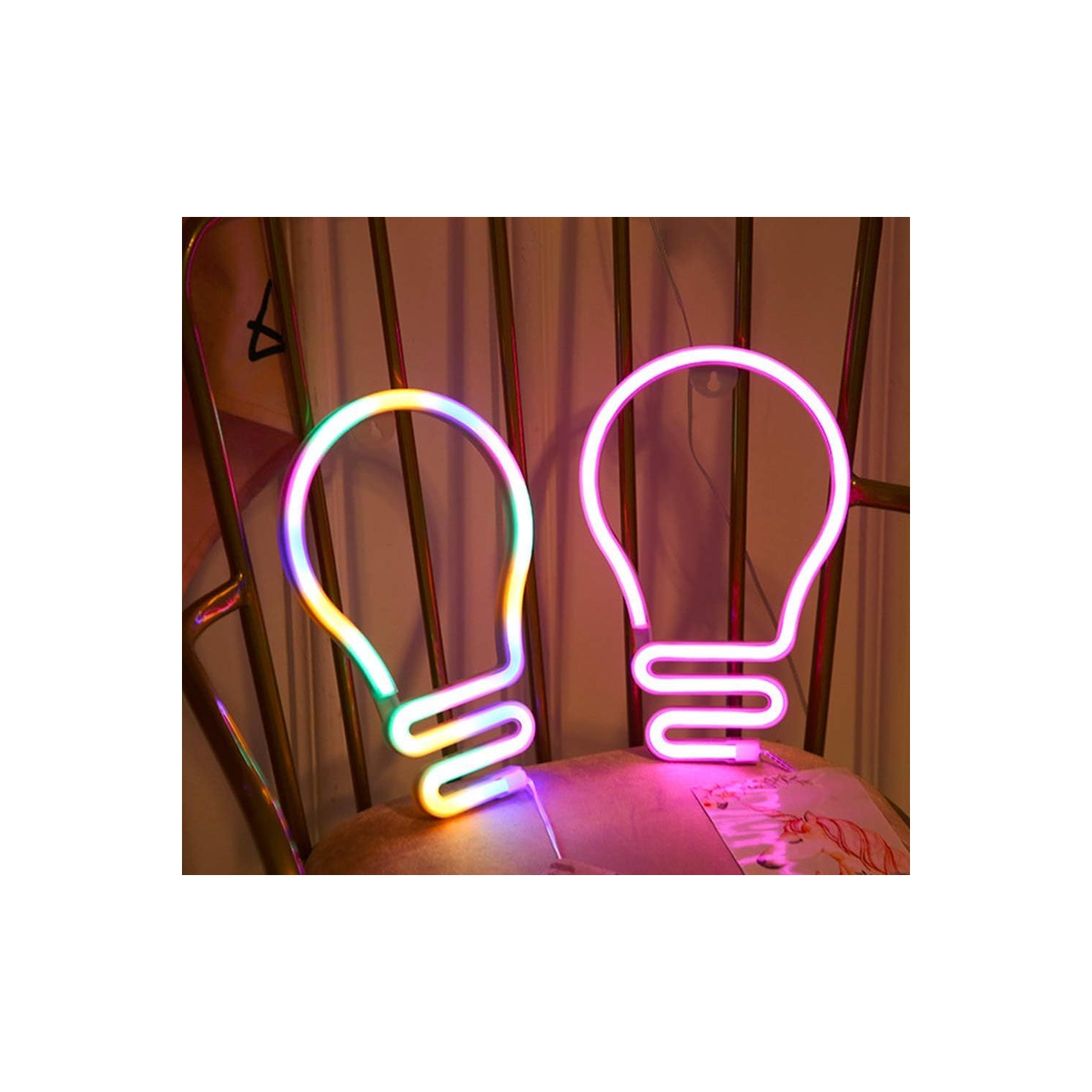 Affiche néon 1 pièces, ampoule DEL néon Lampe de nuit USB Lampe de nuit à DEL alimentée par piles, lampe fluorescente à DEL, décoration murale de