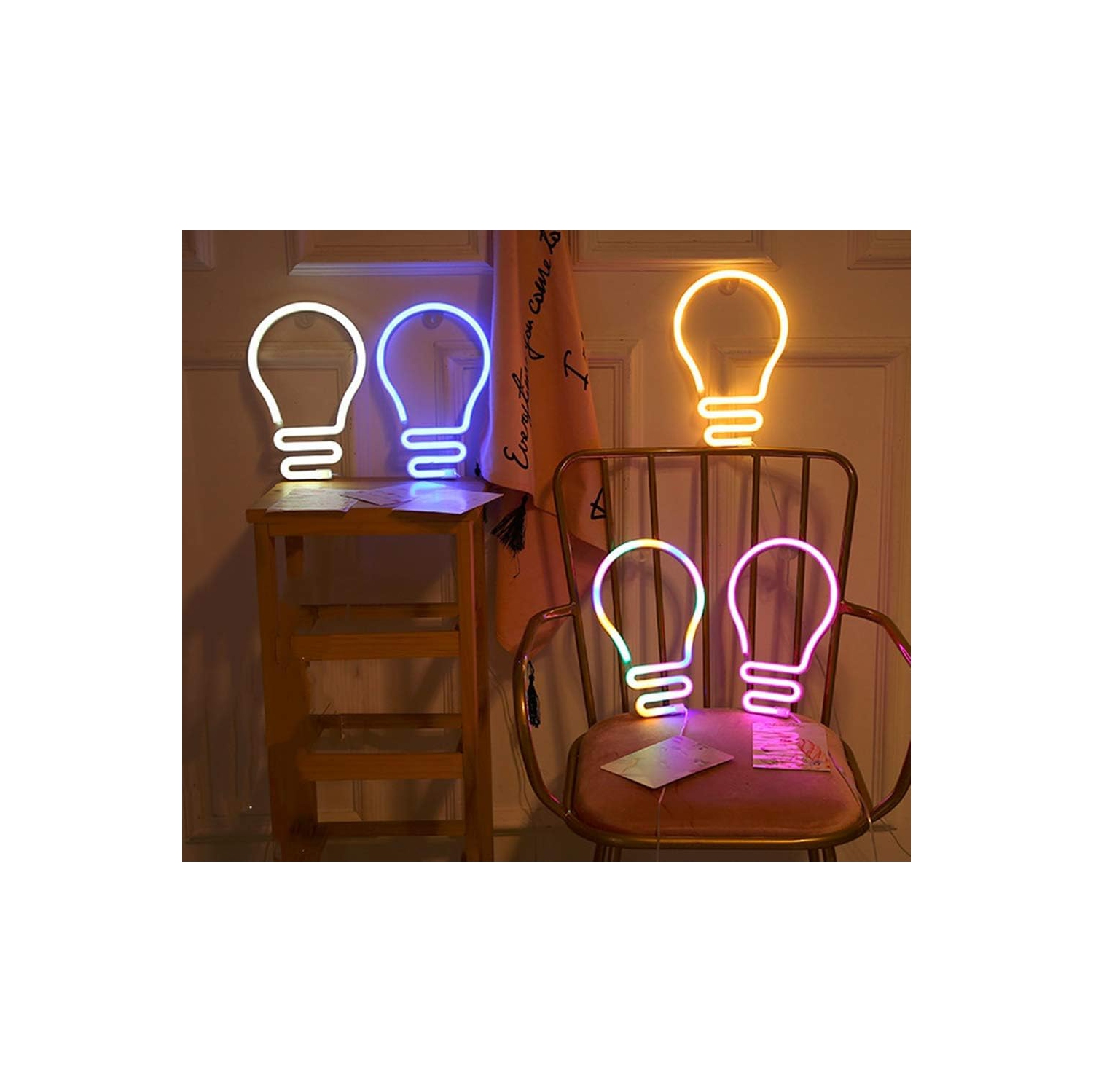 Affiche néon 1 pièces, ampoule DEL néon Lampe de nuit USB Lampe de nuit à DEL alimentée par piles, lampe fluorescente à DEL, décoration murale de