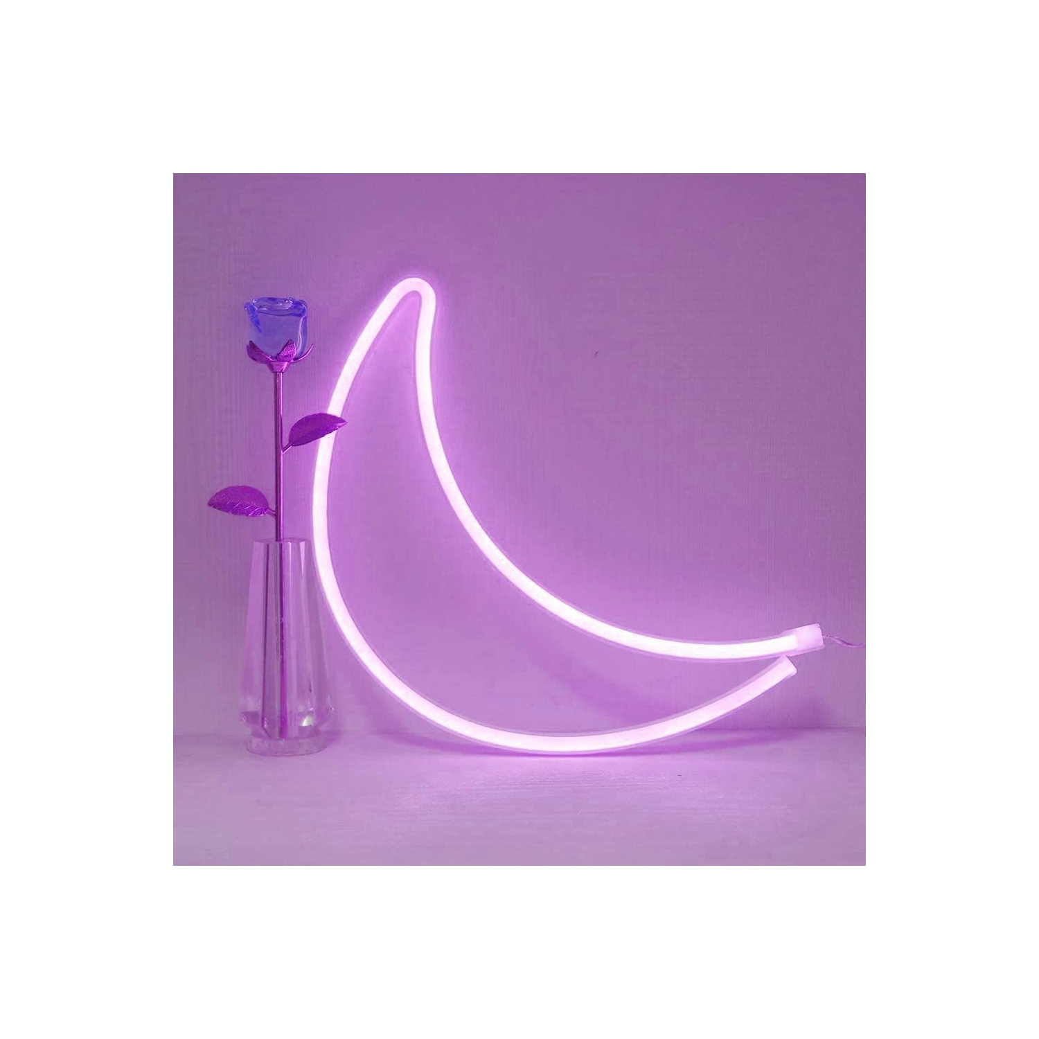 Neon Sign, Moon Neon Sign LED Neon Light Night Lamp USB Battery Powered Led Neon Light Sign Bedroom Wall Decor