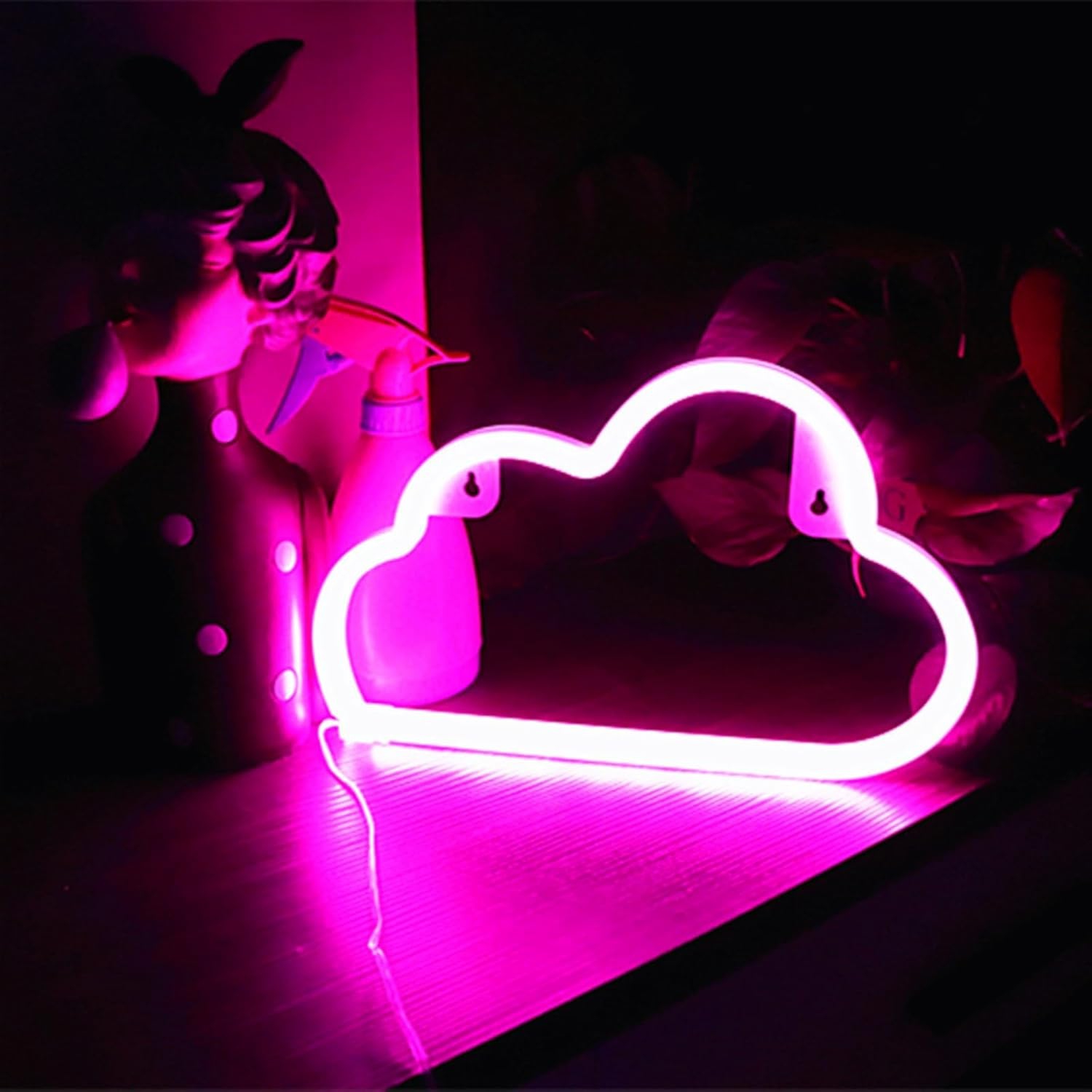 Lampe au néon en nuage – Décoration murale à piles et USB pour enfants et adolescents – Idéal pour la chambre à coucher, les anniversaires et les