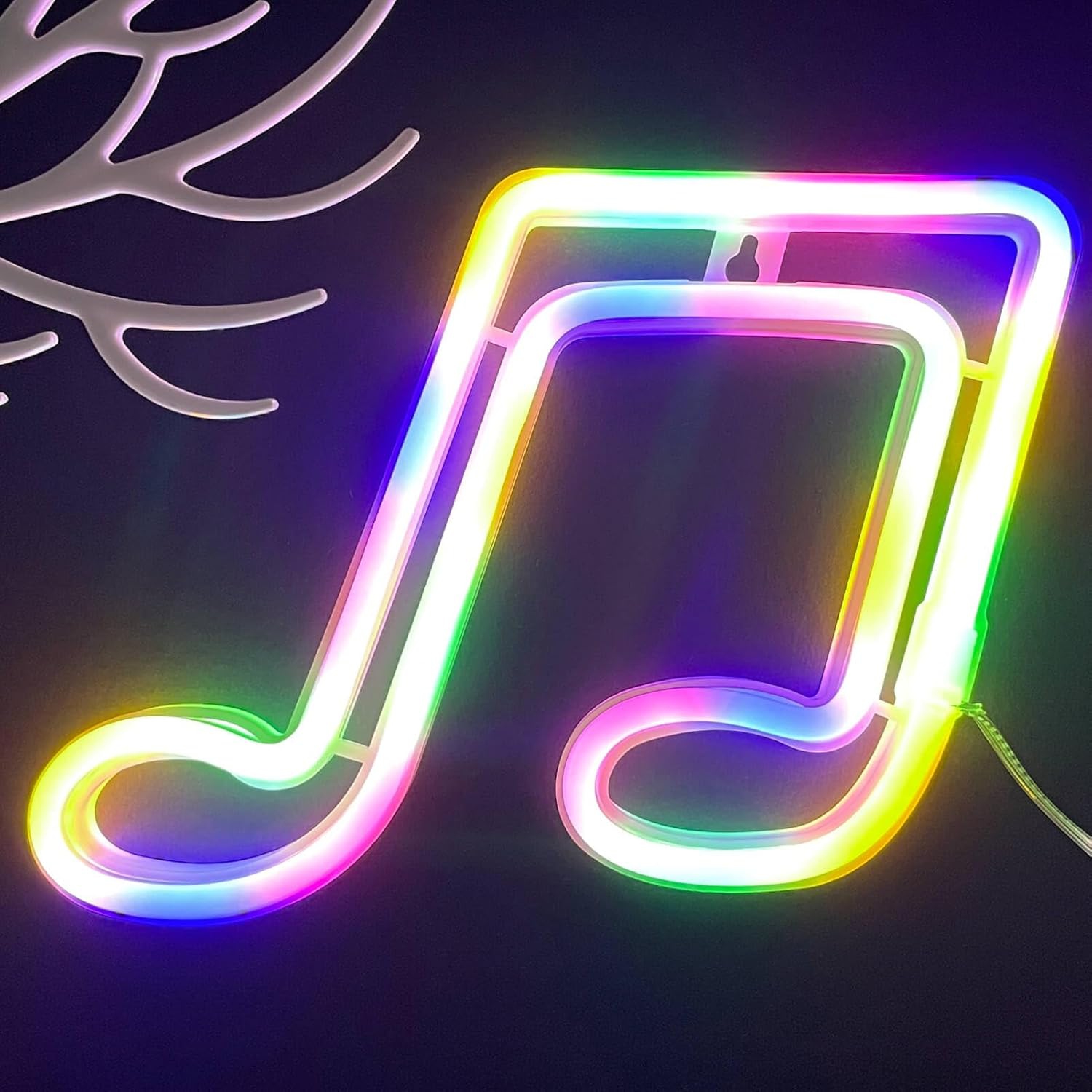 Décoration murale en néon, affiche de musique néon, décoration de pièce en néon avec notes de musique multicolores, décorations d'enseignes à DEL de