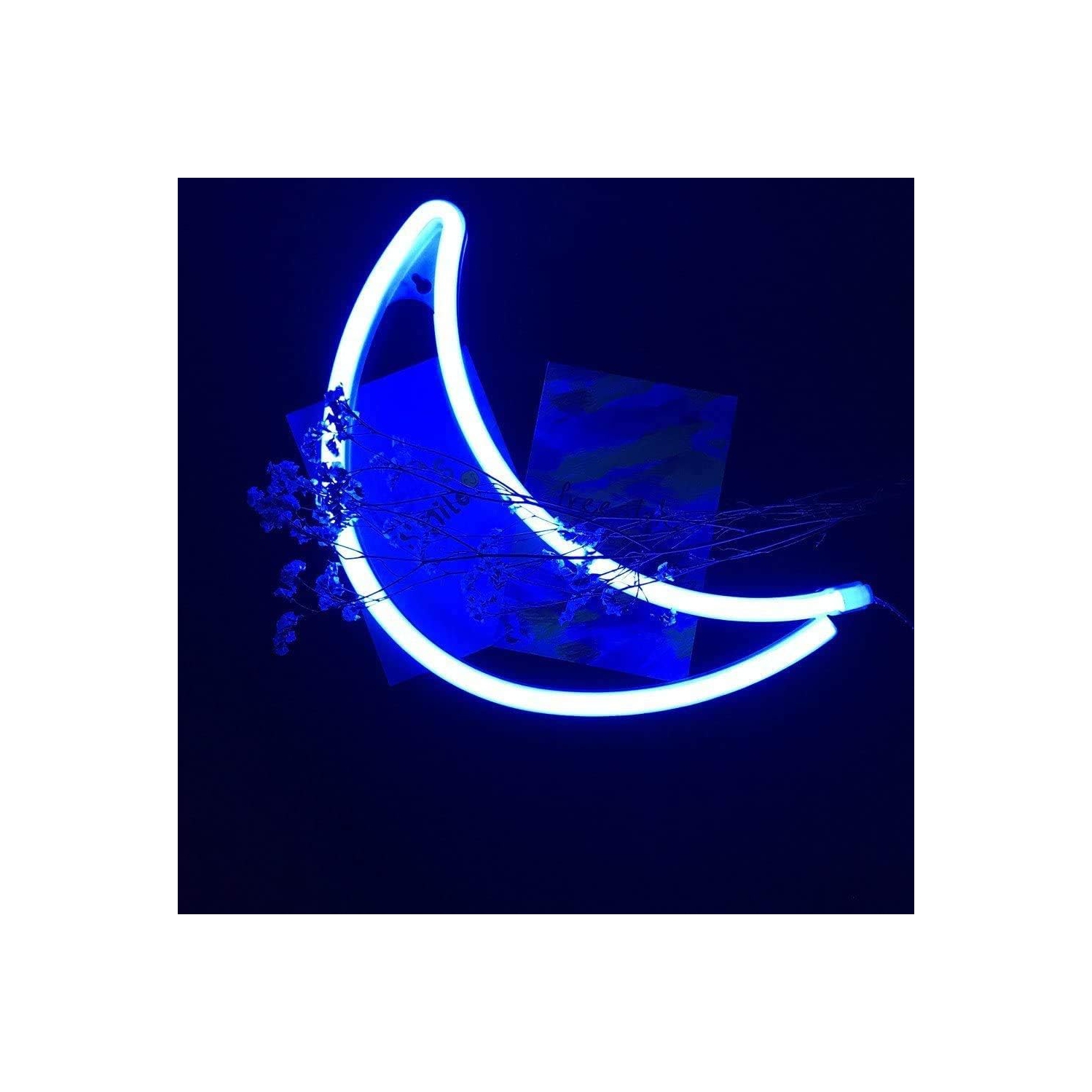 Affiche néon, affiche lunaire néon DEL lampe de nuit lampe de nuit USB Lampe de néon à DEL alimentée par piles, décoration murale de chambre à coucher
