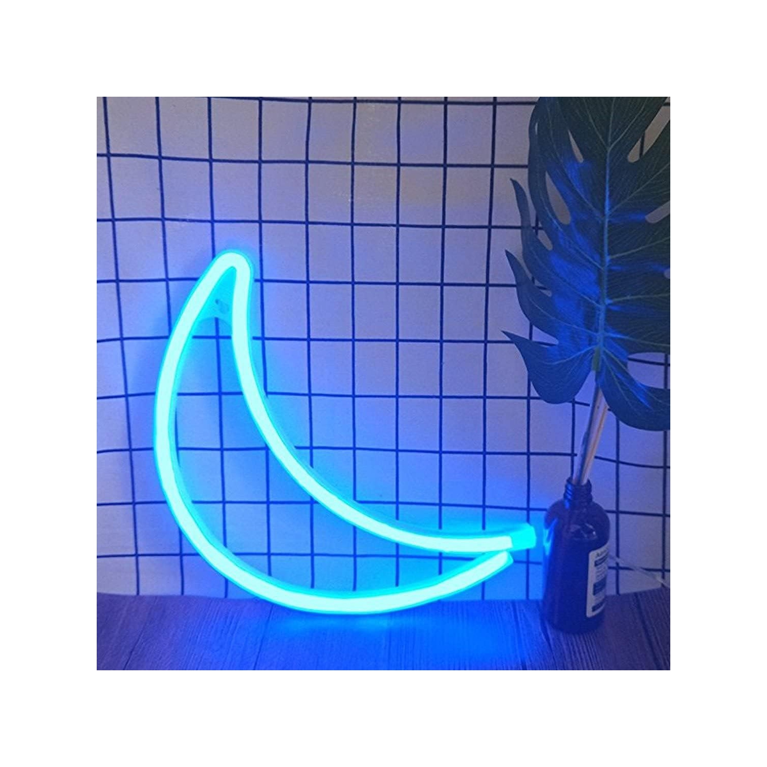 Affiche néon, affiche lunaire néon DEL lampe de nuit lampe de nuit USB Lampe de néon à DEL alimentée par piles, décoration murale de chambre à coucher
