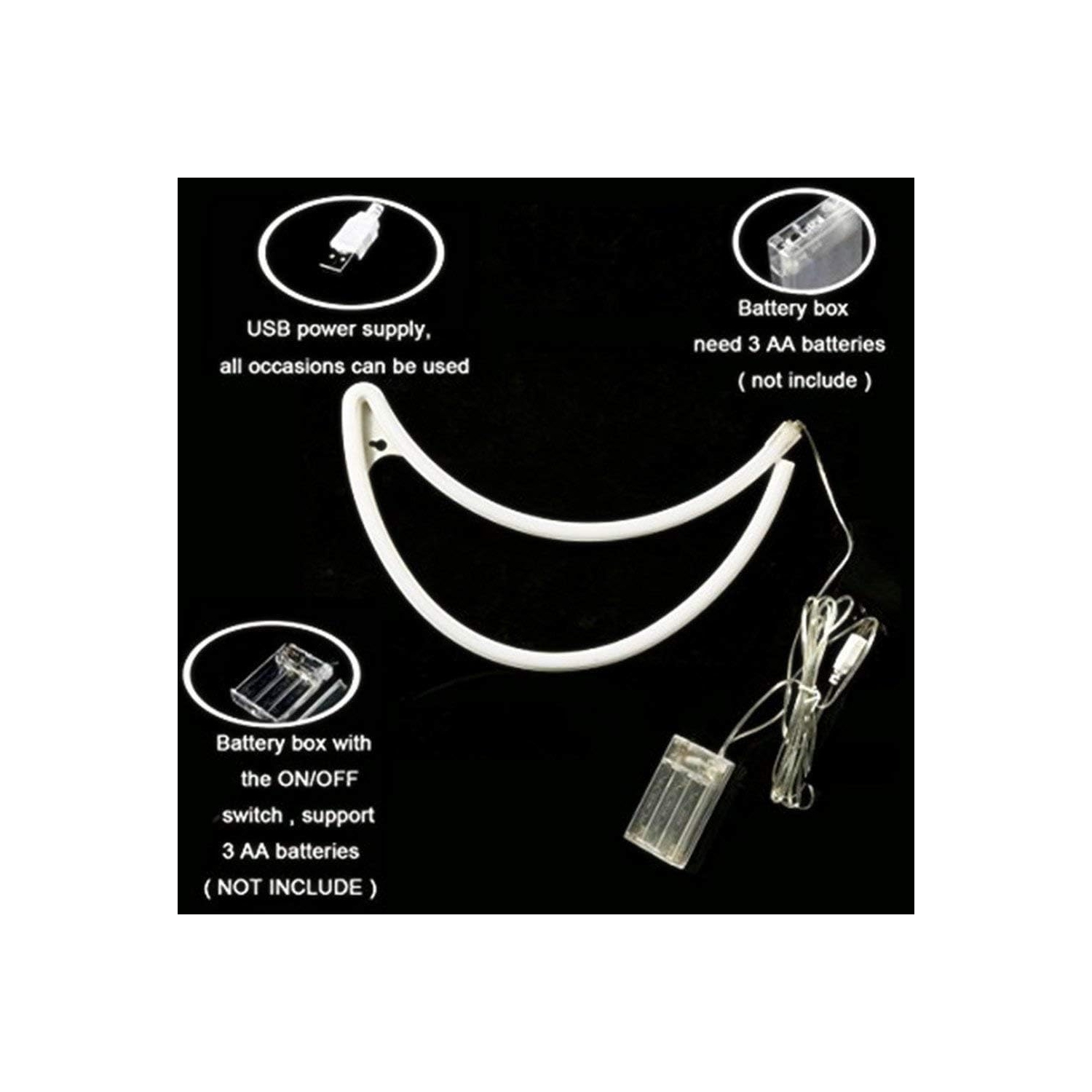 Affiche néon, affiche lunaire néon DEL lampe de nuit lampe de nuit USB Lampe de néon à DEL alimentée par piles, décoration murale de chambre à coucher
