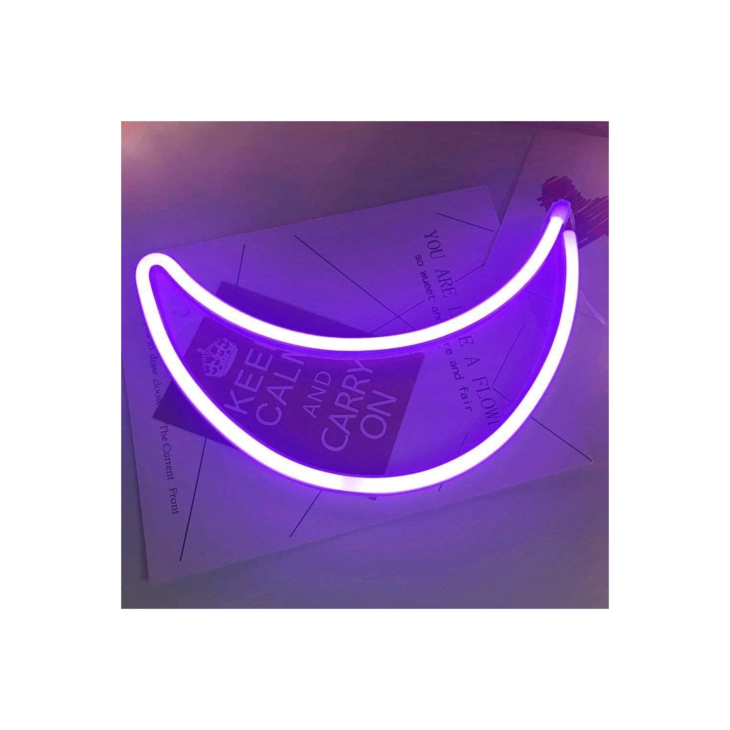 Neon Sign, Moon Neon Sign LED Neon Light Night Lamp USB Battery Powered Led Neon Light Sign Bedroom Wall Decor