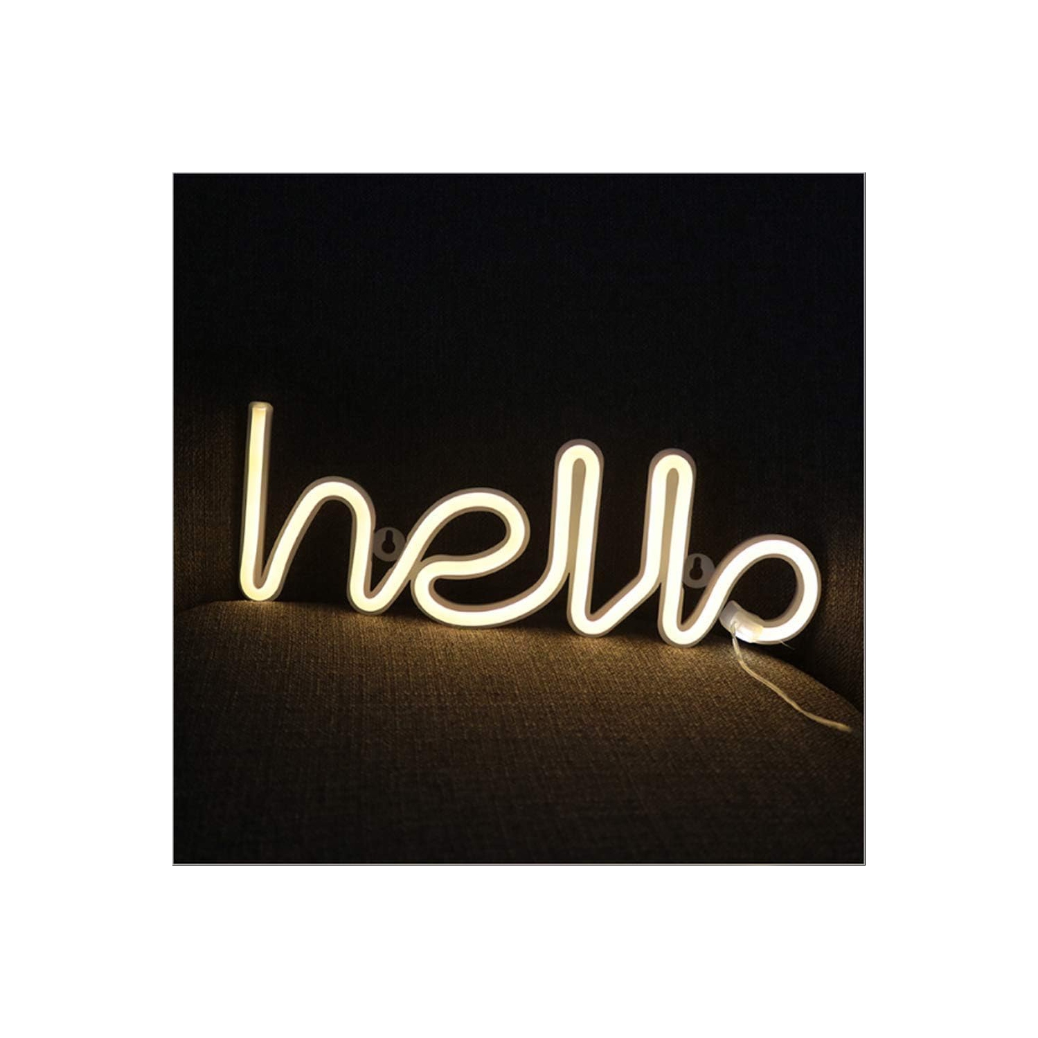 Lumière néon,Panneau de mot au néon à DEL Hello Neon Letters Light Art, enseignes marquises/décoration murale pour Noël, fête d'anniversaire, chambre