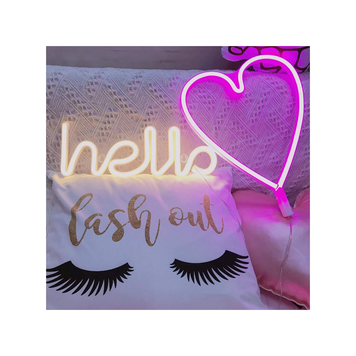 Lumière néon,Panneau de mot au néon à DEL Hello Neon Letters Light Art, enseignes marquises/décoration murale pour Noël, fête d'anniversaire, chambre