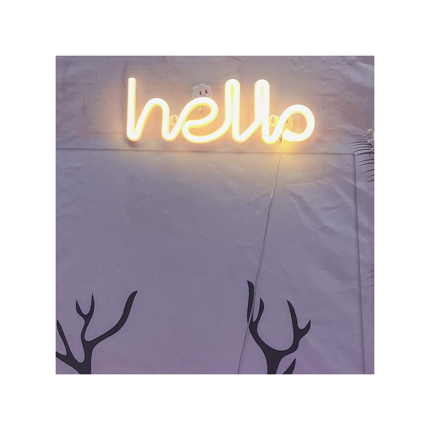 Lumière néon,Panneau de mot au néon à DEL Hello Neon Letters Light Art, enseignes marquises/décoration murale pour Noël, fête d'anniversaire, chambre