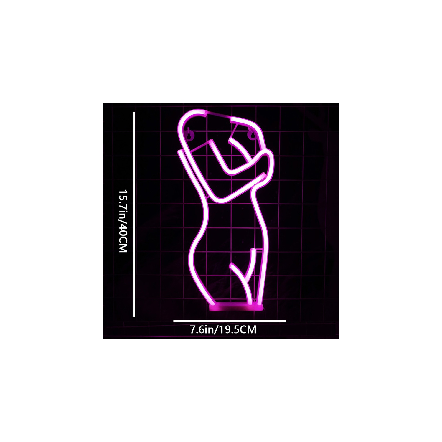 Affiche néon Sexy Lady Body, 1 pièces, décoration murale USB/DEL rose alimentée par piles pour chambre à coucher, sous-sol, bar, fête