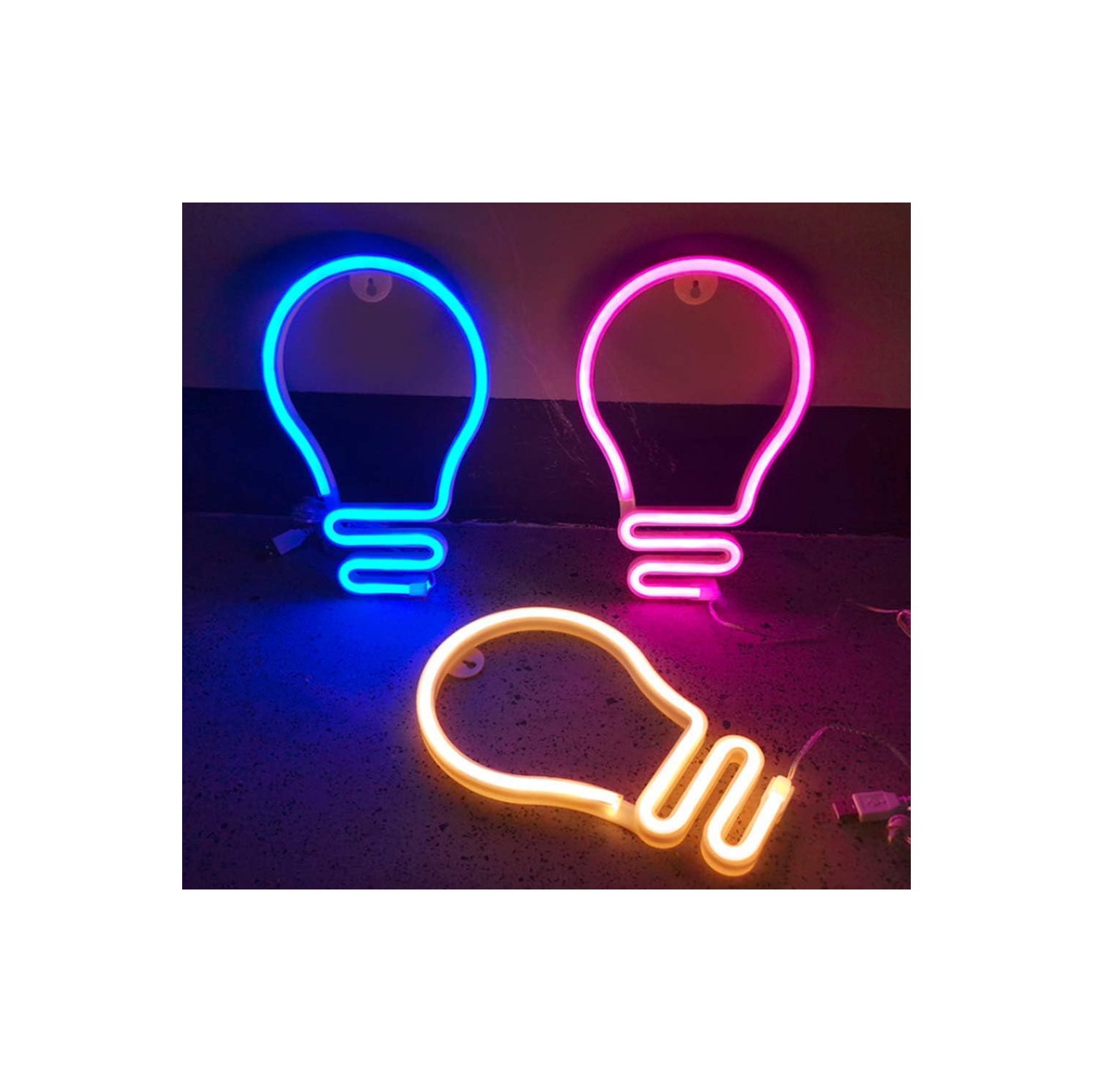 Affiche néon 1 pièces, ampoule DEL néon Lampe de nuit USB Lampe de nuit à DEL alimentée par piles, lampe fluorescente à DEL, décoration murale de