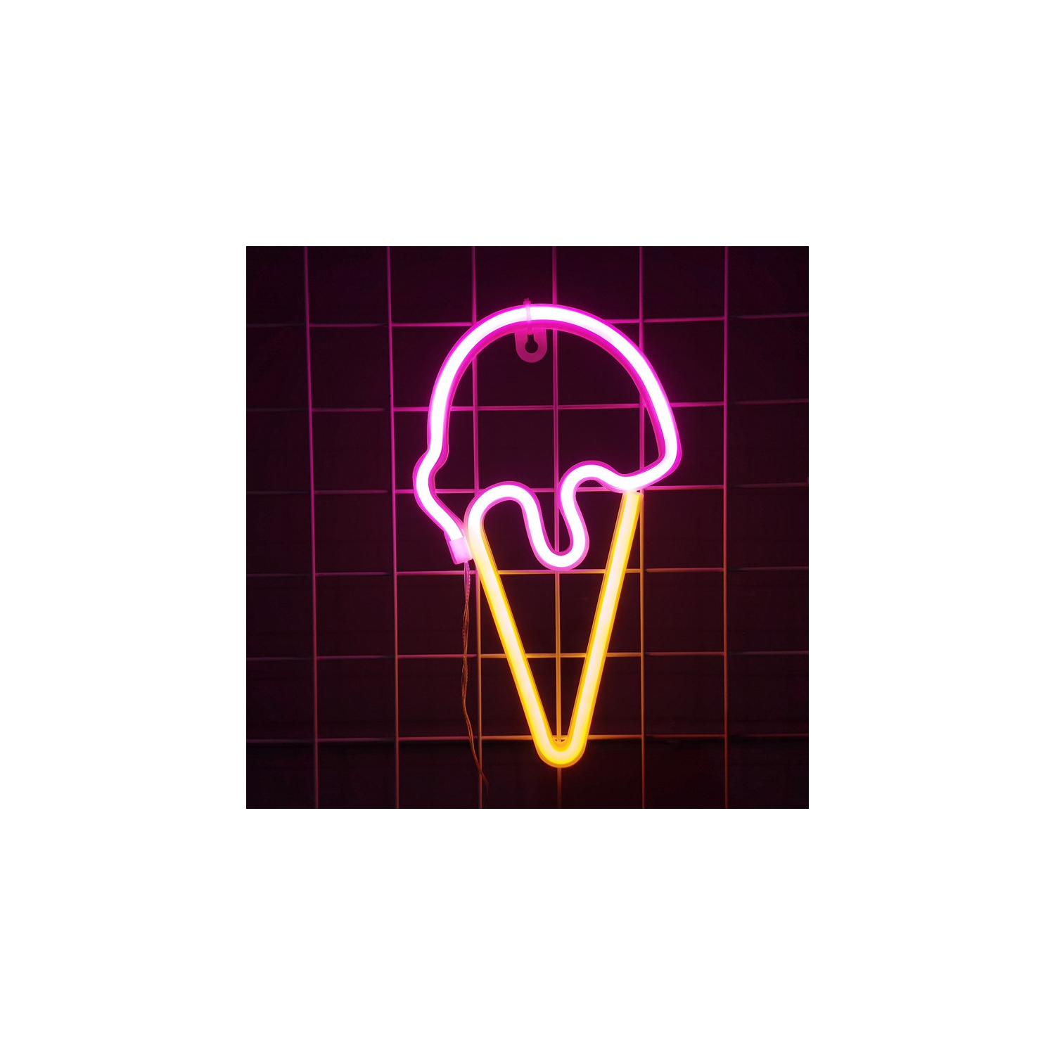 Crème glacée Affiche néon Crème glacée Décoration DEL Affiche néon Dessert Affiche murale Restaurant Lampe néon Burger fluo Boisson froide Bar Art