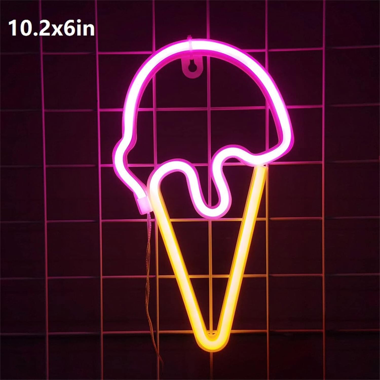 Crème glacée Affiche néon Crème glacée Décoration DEL Affiche néon Dessert Affiche murale Restaurant Lampe néon Burger fluo Boisson froide Bar Art