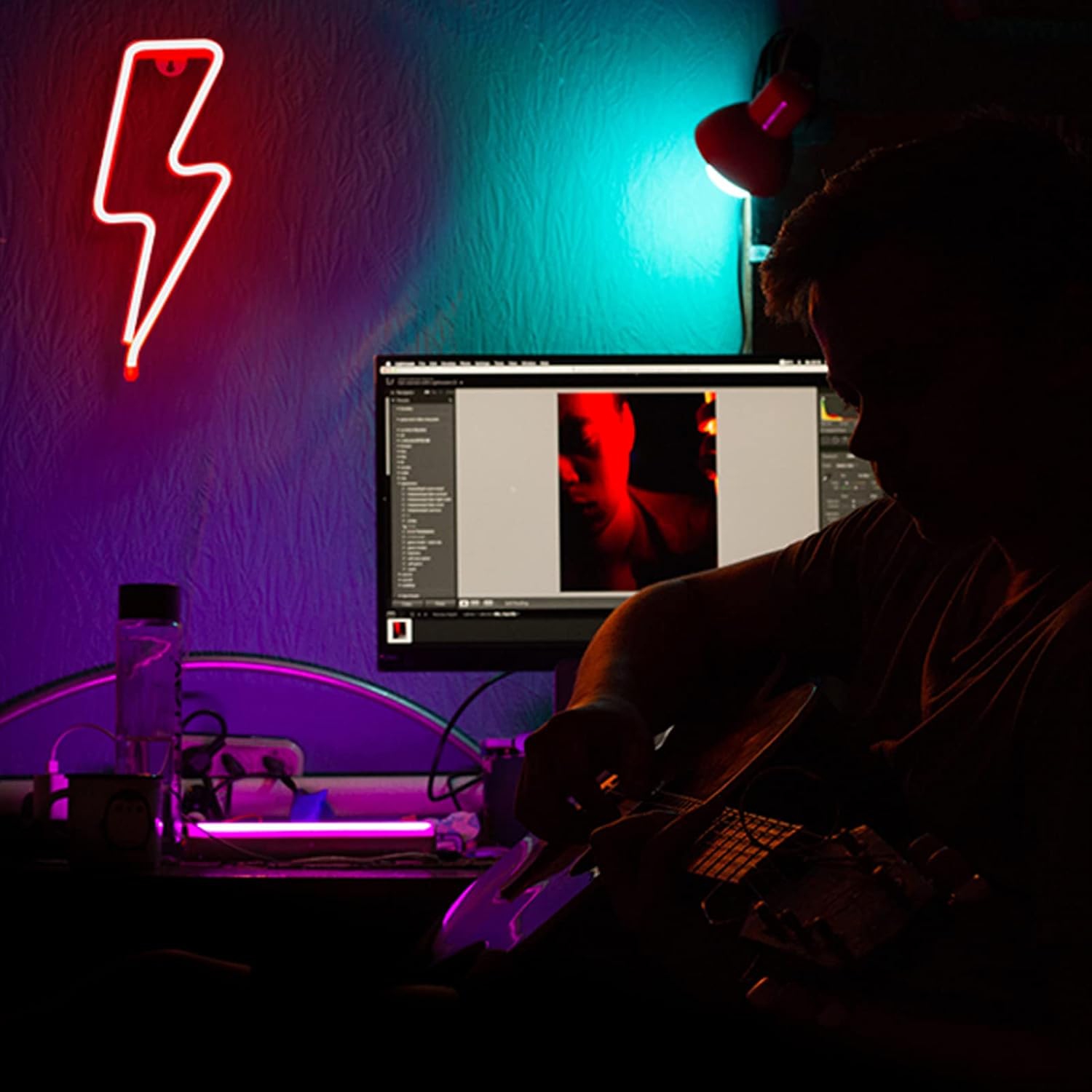 Affiche néon 1 pièces Neon Signs Lightning Bolt pour décoration murale, pile ou panneau néon à DEL alimenté par USB