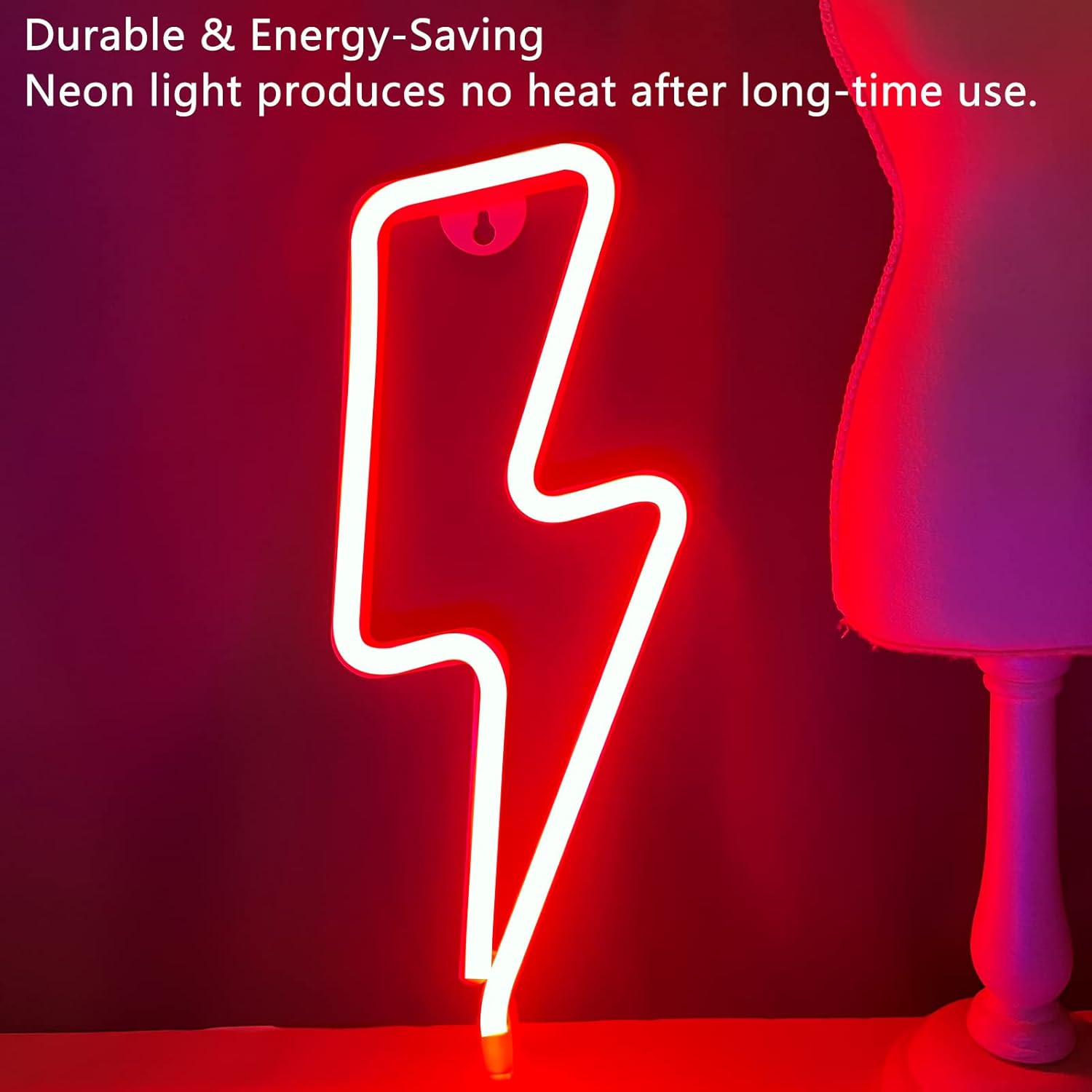 Affiche néon 1 pièces Neon Signs Lightning Bolt pour décoration murale, pile ou panneau néon à DEL alimenté par USB