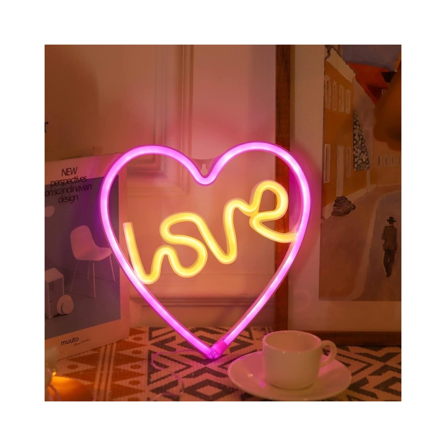 Veilleuse néon, panneau néon Cupid, décoration murale au néon à piles ou USB, pour Noël Anniversaire fête de mariage Enfants Décoration de salon