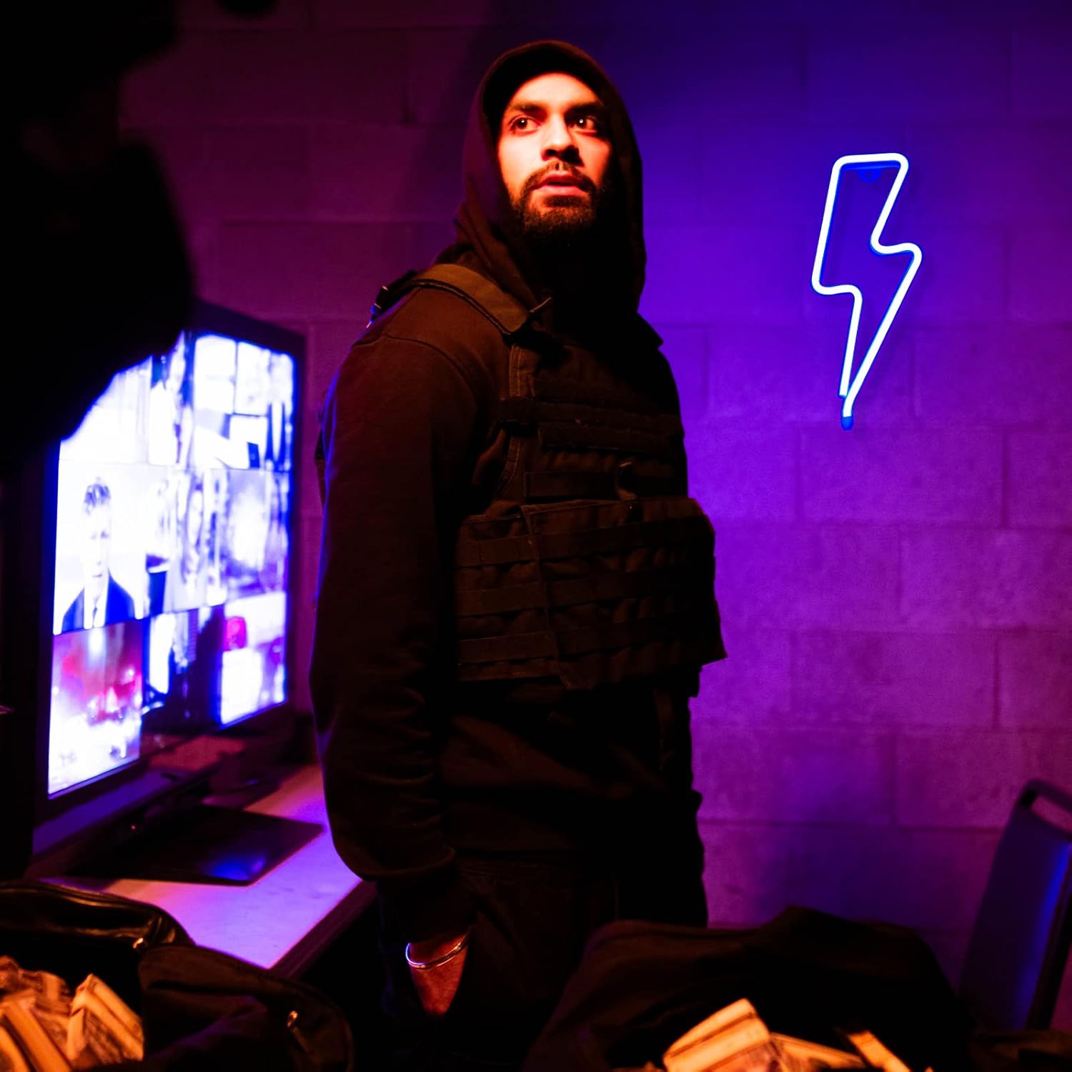 Affiche néon 1 pièces Neon Signs Lightning Bolt pour décoration murale, pile ou panneau néon à DEL alimenté par USB