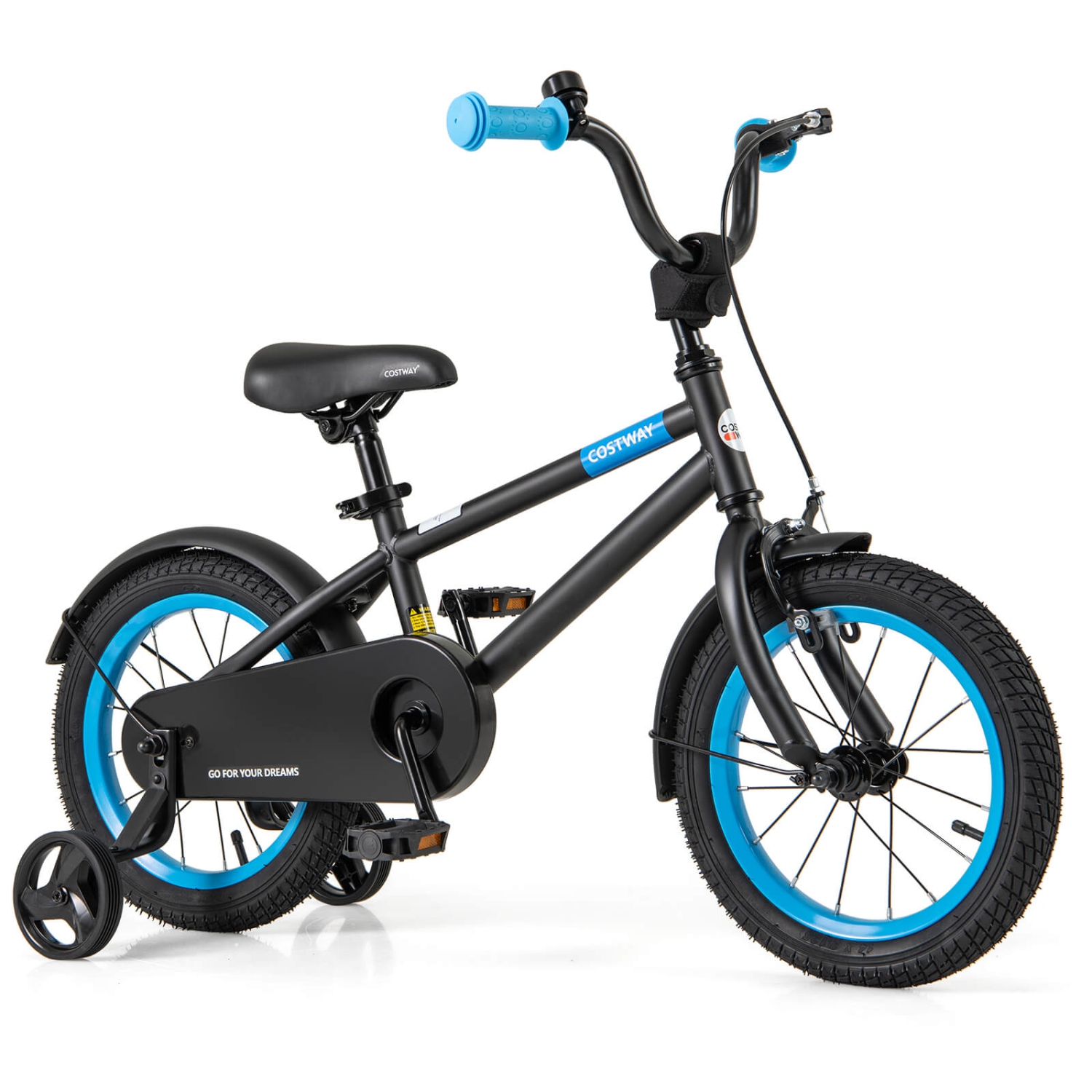 Costway 14" Kids Bike with Adjustable Saddle Handlebar Removable Training Wheels Handbrake