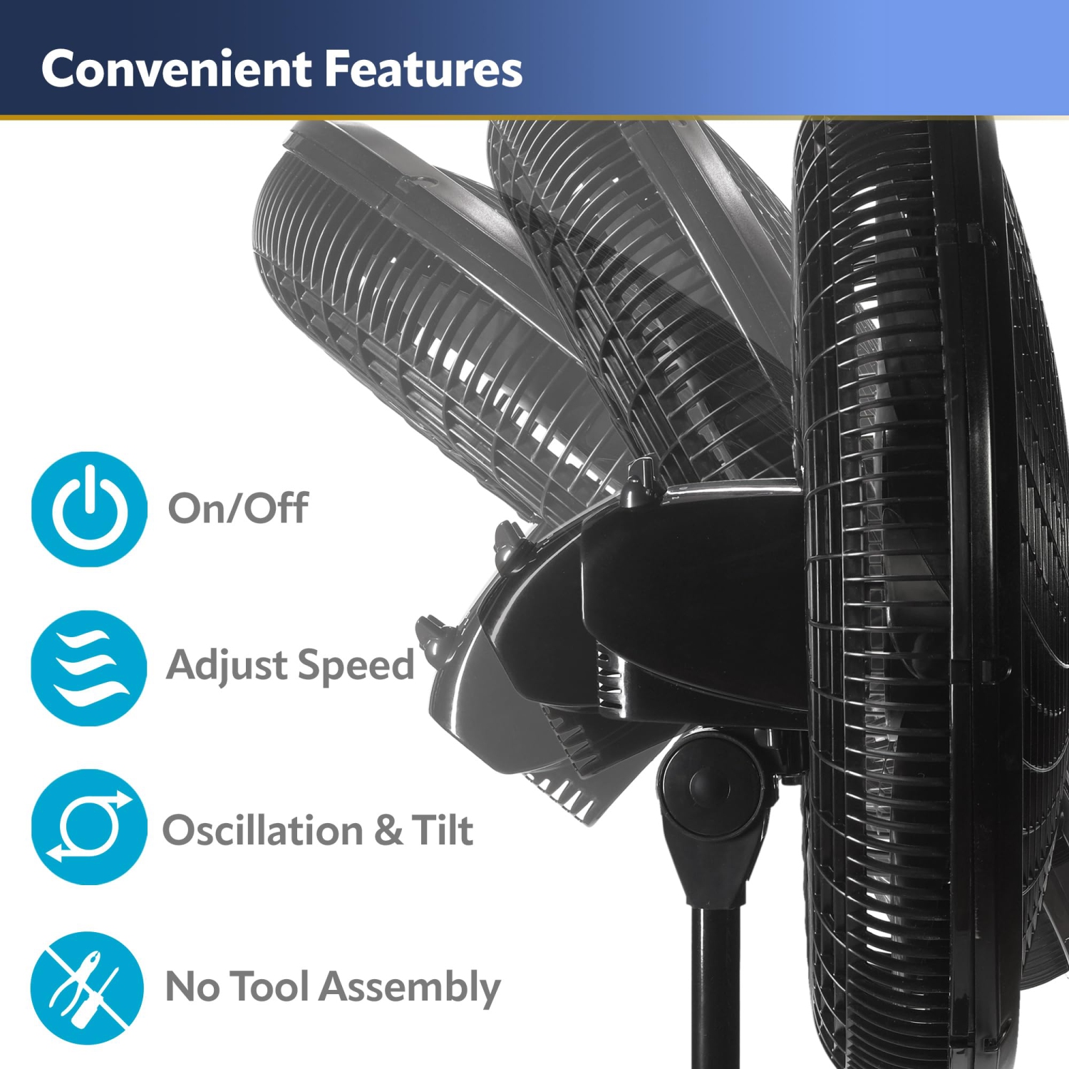 Lasko 1827 Adjustable Elegance and Performance Pedestal Fan, 18-Inch, Black, 18"