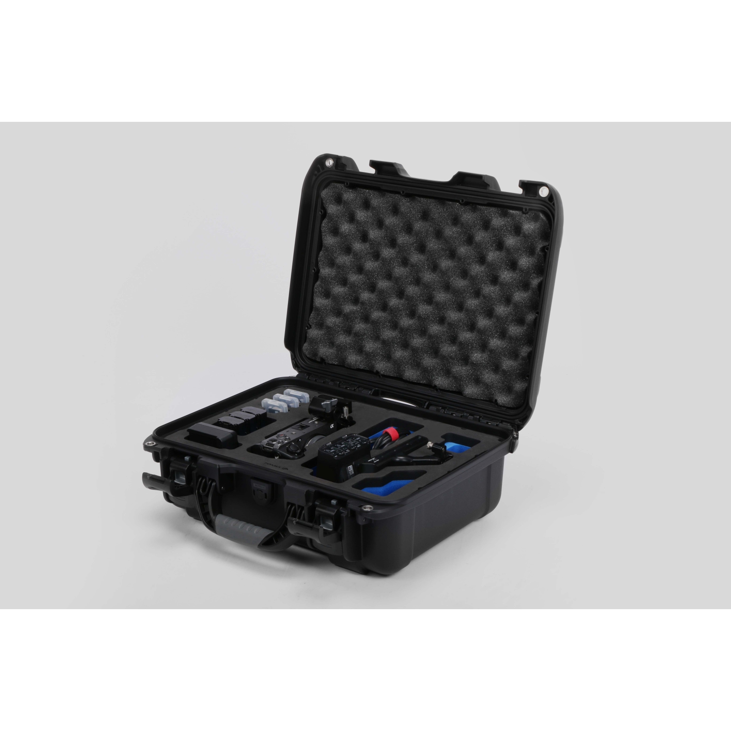 Foama Black Carry-On Case with Stylish Blue Foam Insert for Sony FX3
