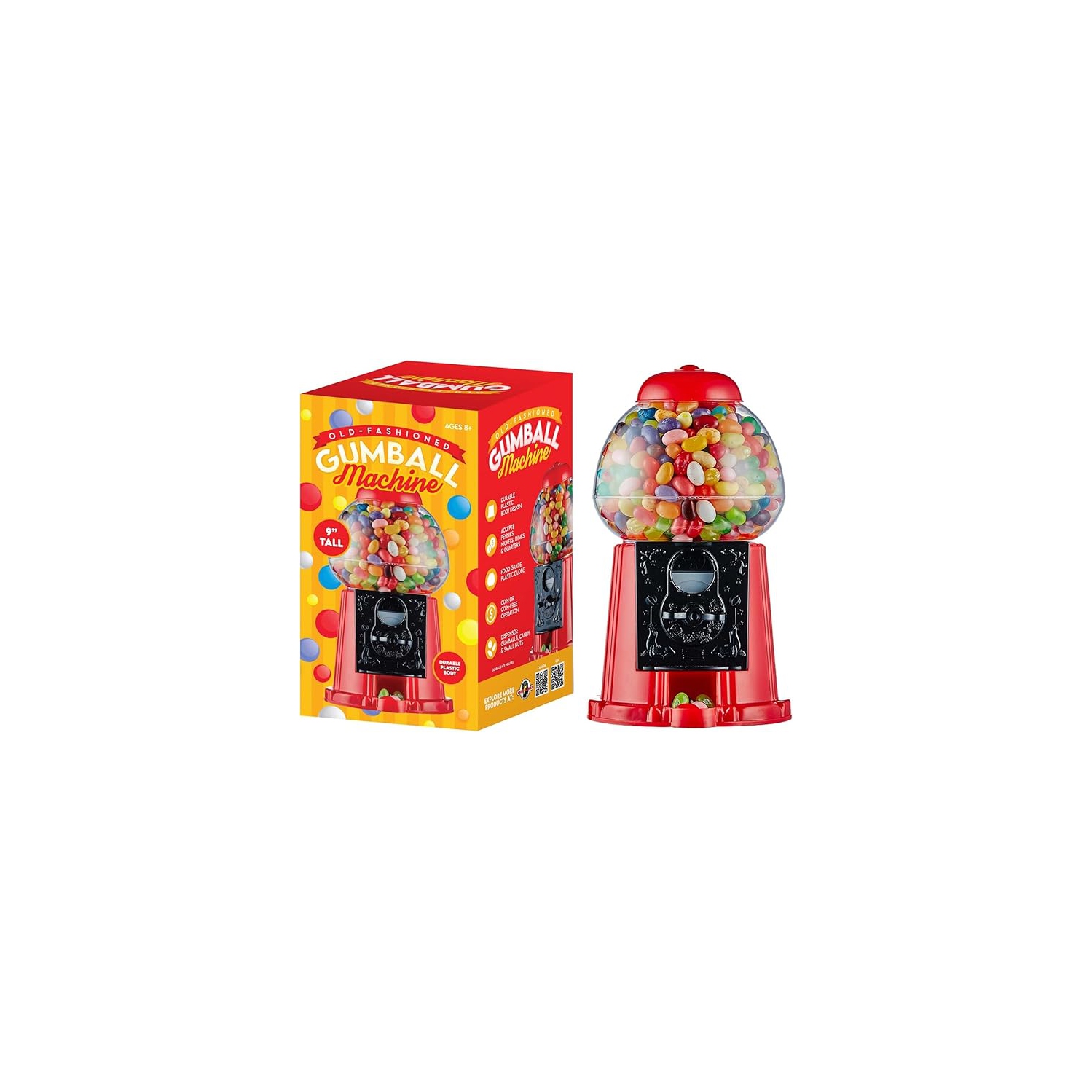 Tradeopia 9'' Gumball Machine – Classic Fun for Kids & Adults | Perfect Gift for Any Occasion