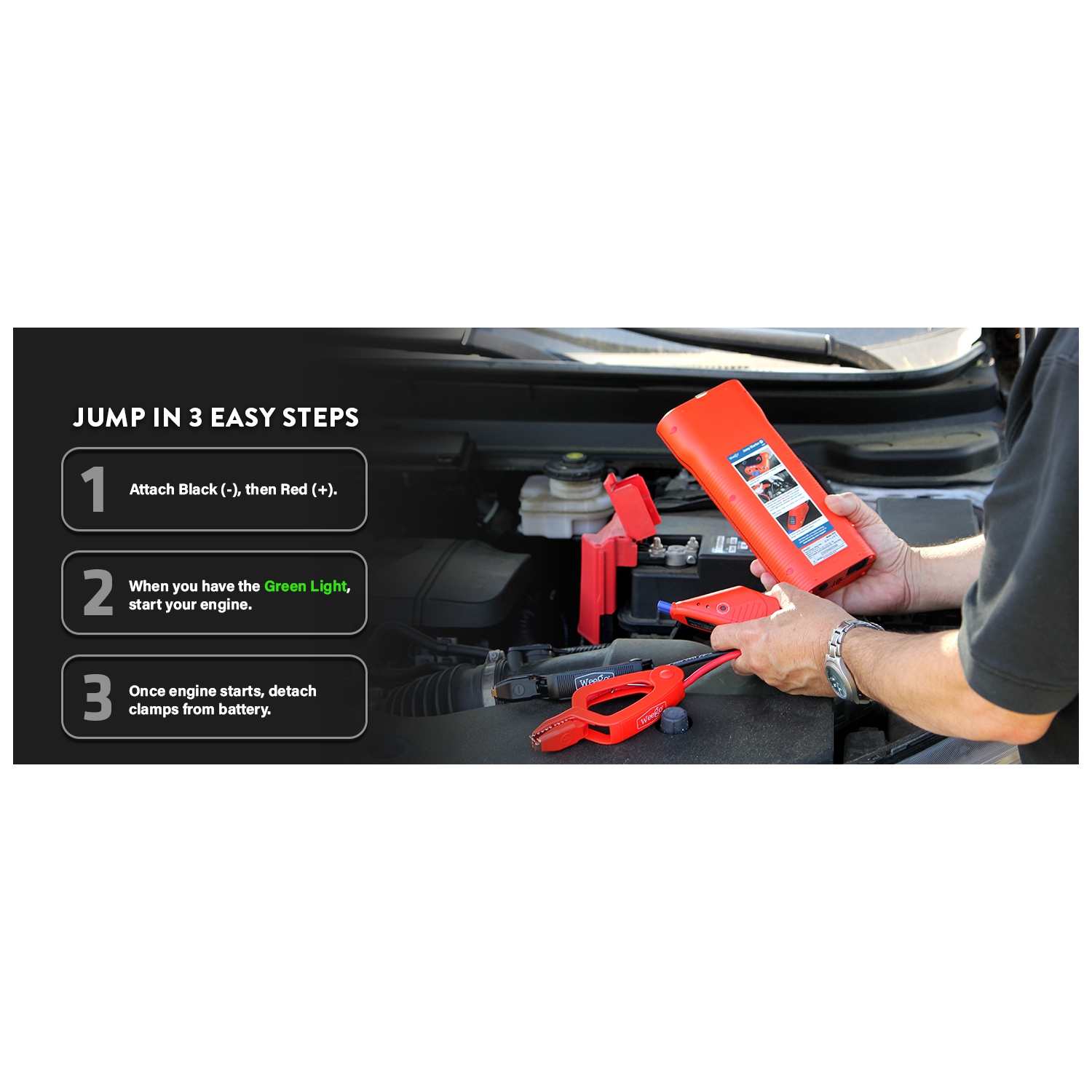 Weego N70 12V Deluxe Portable Jump Starter with 2500 Peak Amps / 700 Cranking Amps