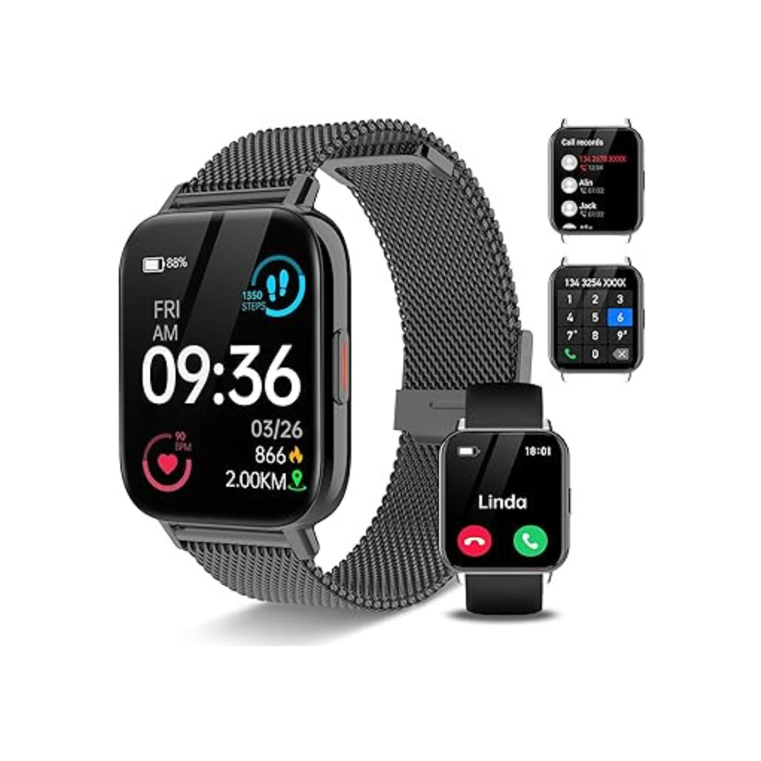 Smart Watch for Men Women,1.85" HD Fitness Activity Tracker with Bluetooth Call,IP68 Waterproof with Heart Rate Sleep Monitor,100 Sport Modes Counter