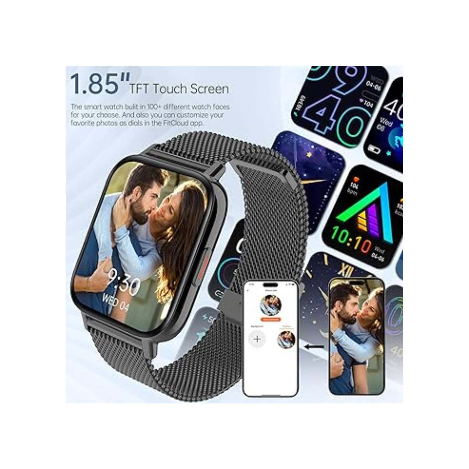 Smart Watch for Men Women,1.85" HD Fitness Activity Tracker with Bluetooth Call,IP68 Waterproof with Heart Rate Sleep Monitor,100 Sport Modes Counter