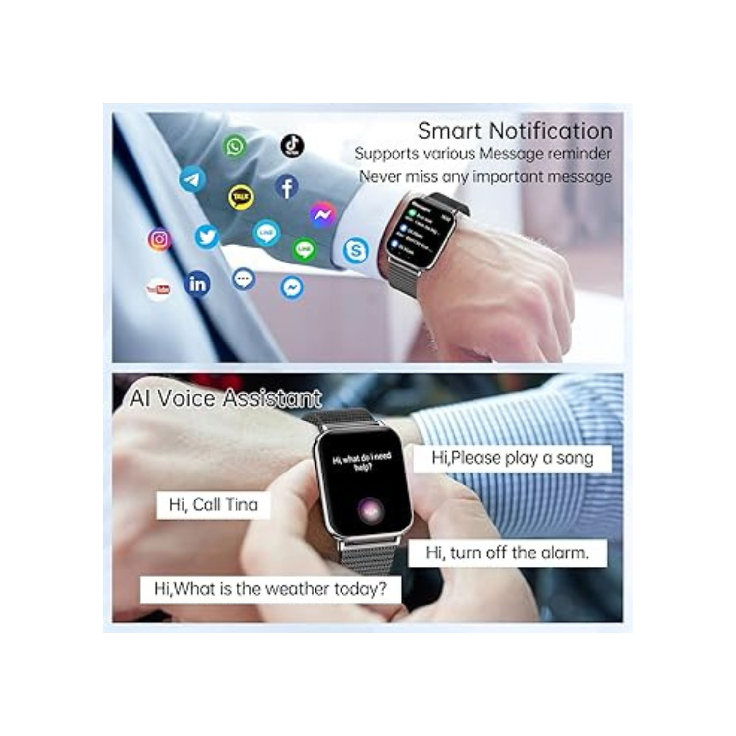 Smart Watch for Men Women,1.85" HD Fitness Activity Tracker with Bluetooth Call,IP68 Waterproof with Heart Rate Sleep Monitor,100 Sport Modes Counter