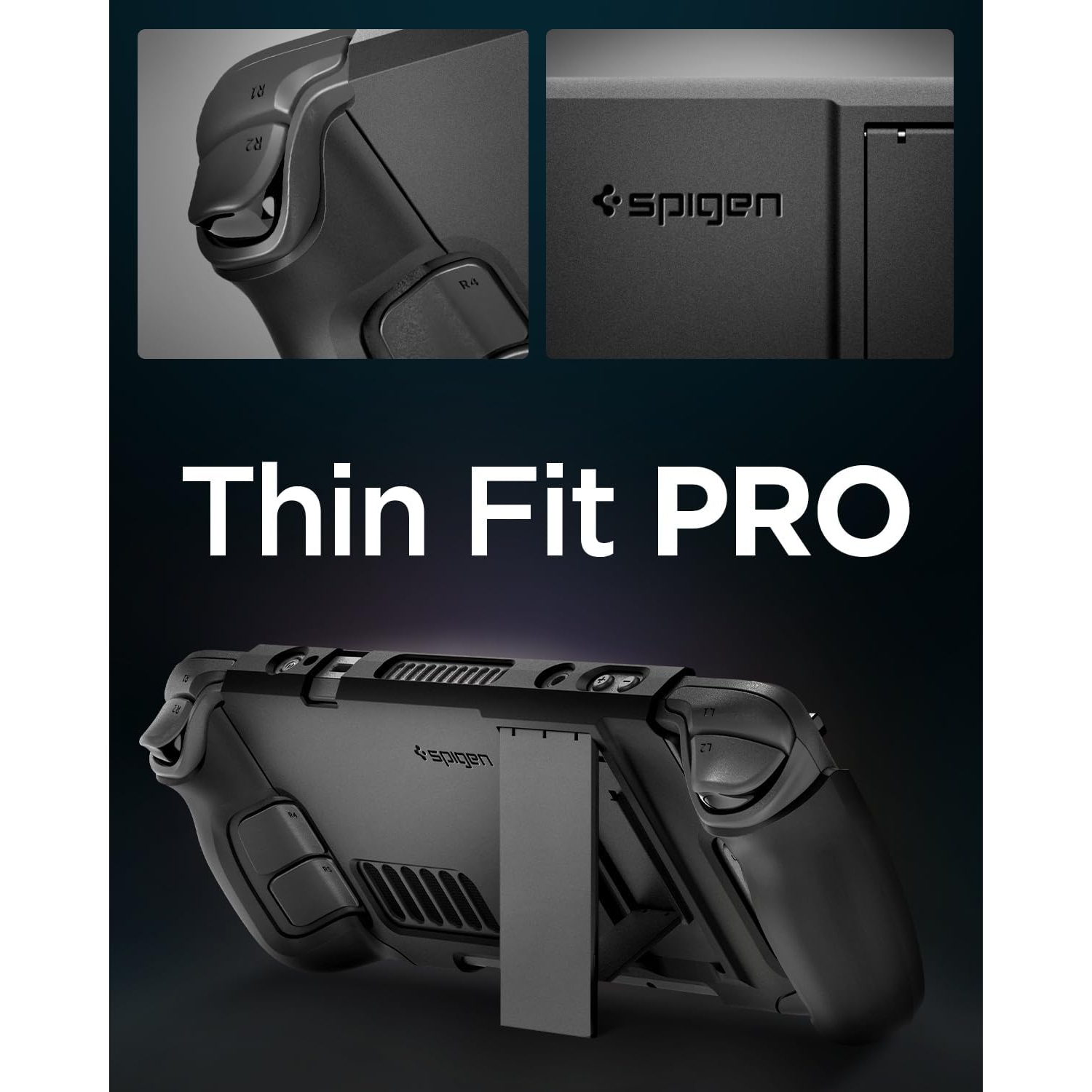 Spigen Thin Fit Pro Protective Steam Deck LCD / Steam Deck OLED (2023) Case with Kickstand Designed for Steam Deck Case TPU & PC Cover with Shock