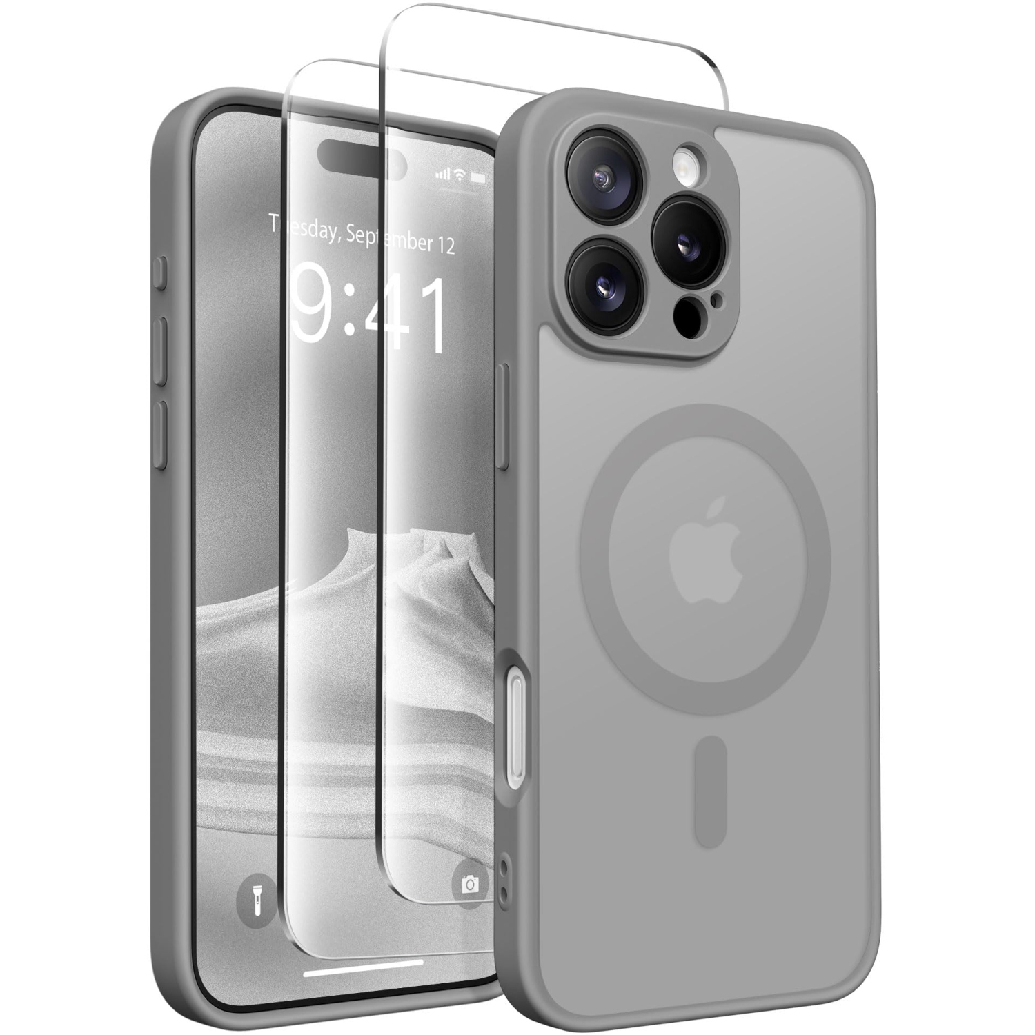 Magnetic Compatible with iPhone 16 Pro Max Case, Upgraded Full Camera Protection Compatible with MagSafe Protective Translucent Matte Women Phone