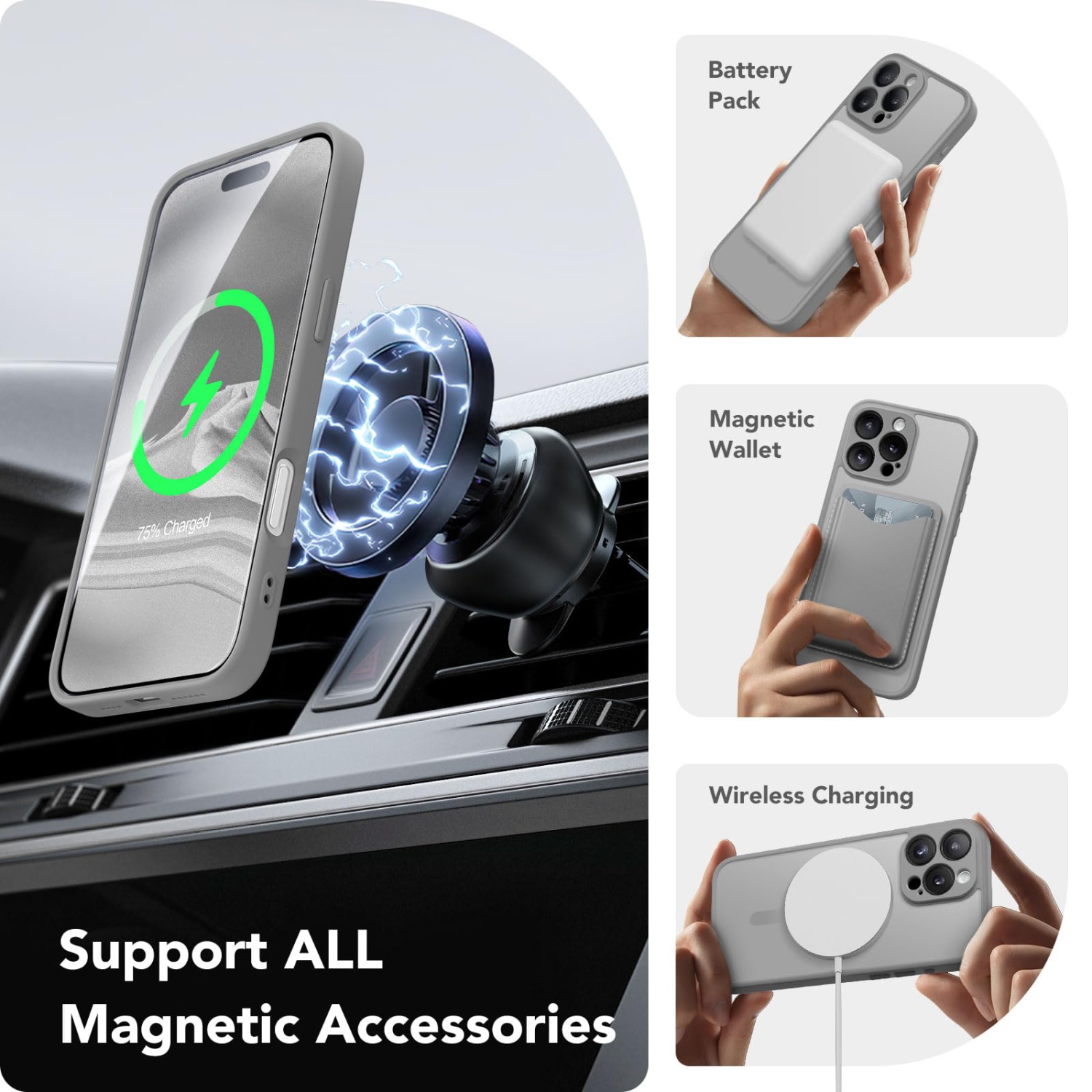 Magnetic Compatible with iPhone 16 Pro Max Case, Upgraded Full Camera Protection Compatible with MagSafe Protective Translucent Matte Women Phone