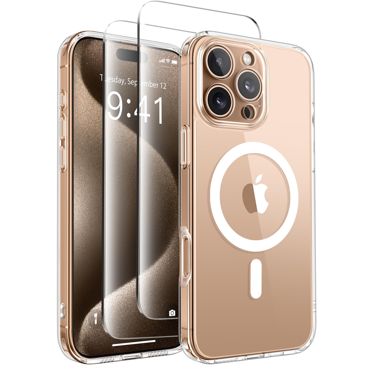 Magnetic Compatible with iPhone 16 Pro Max Case, Upgraded Full Camera Protection Compatible with MagSafe Protective Translucent Matte Women Phone