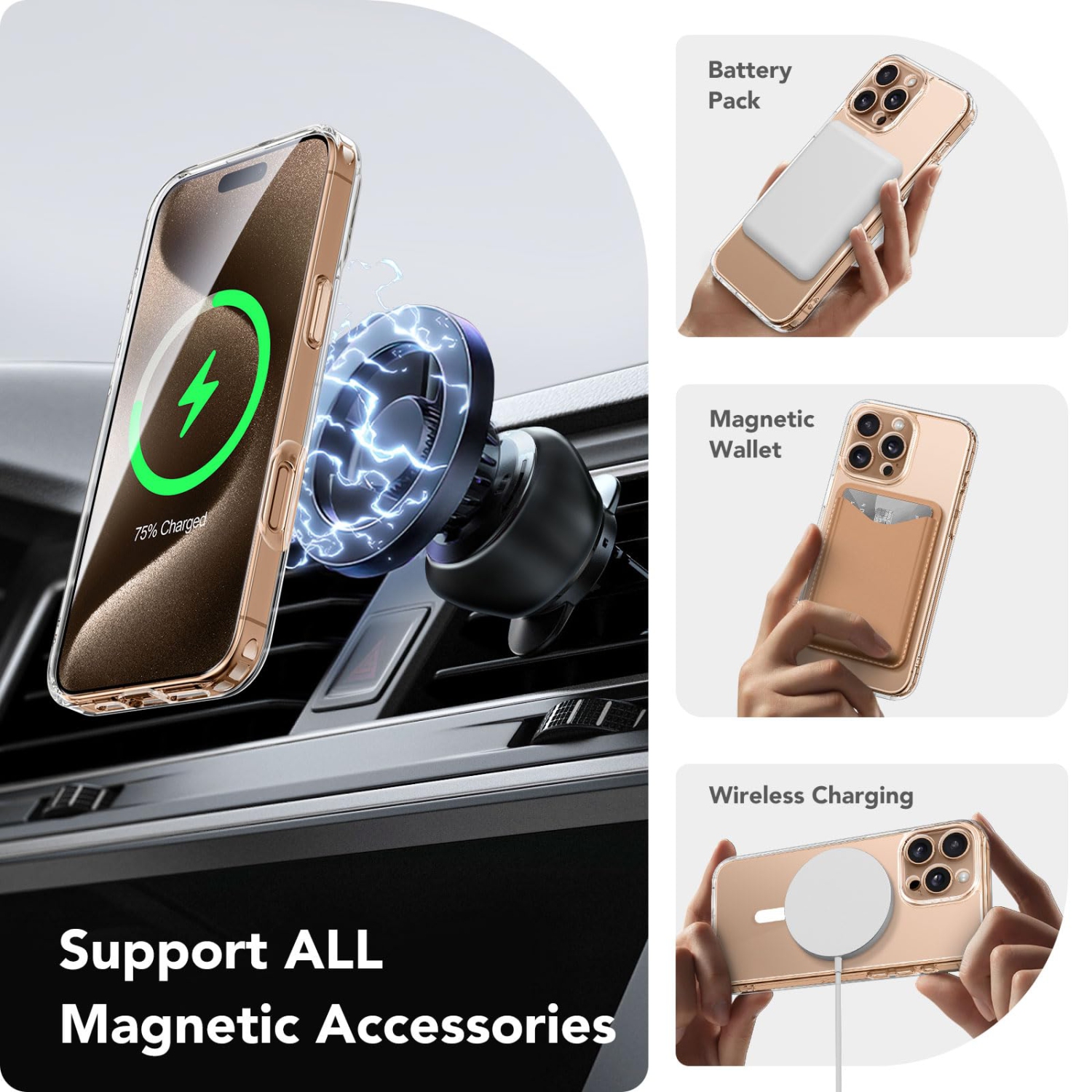 Magnetic Compatible with iPhone 16 Pro Max Case, Upgraded Full Camera Protection Compatible with MagSafe Protective Translucent Matte Women Phone
