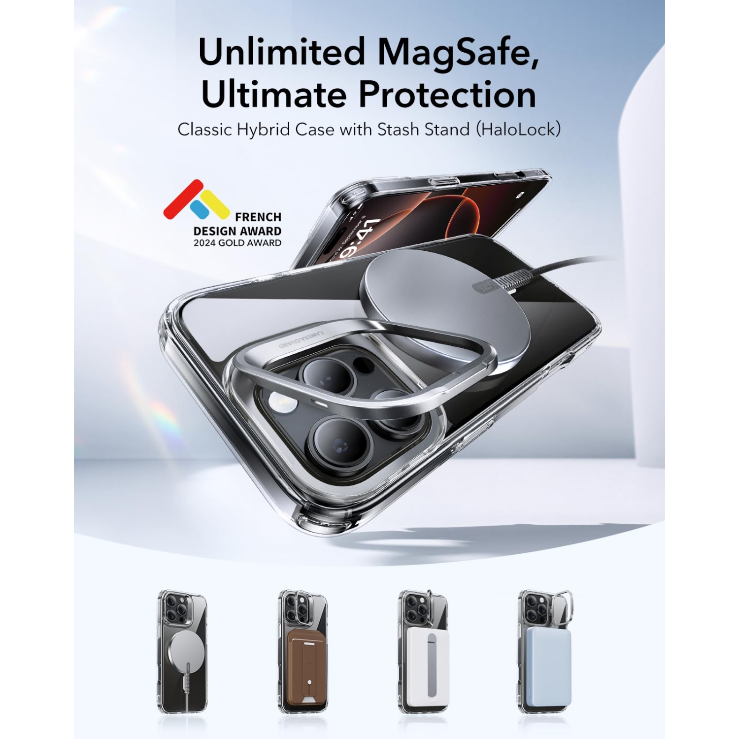 iPhone 16 Pro Max Case, Compatible with MagSafe, Built-in Stash Stand Phone Case, Military-Grade Protective Case, Scratch-Resistant Back Cover,