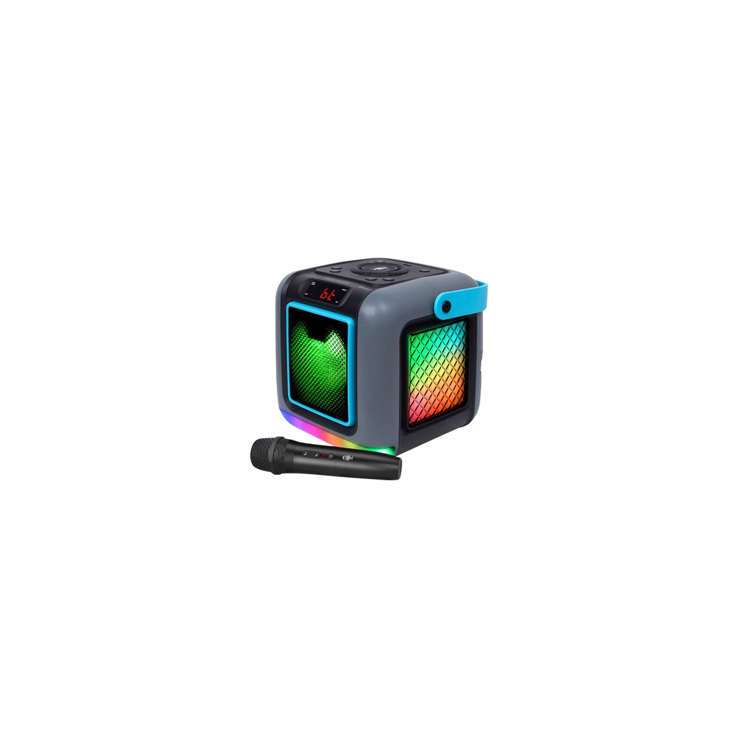 Open Box - Singing Machine Cube Bluetooth Karaoke Party Speaker with Wireless Mic