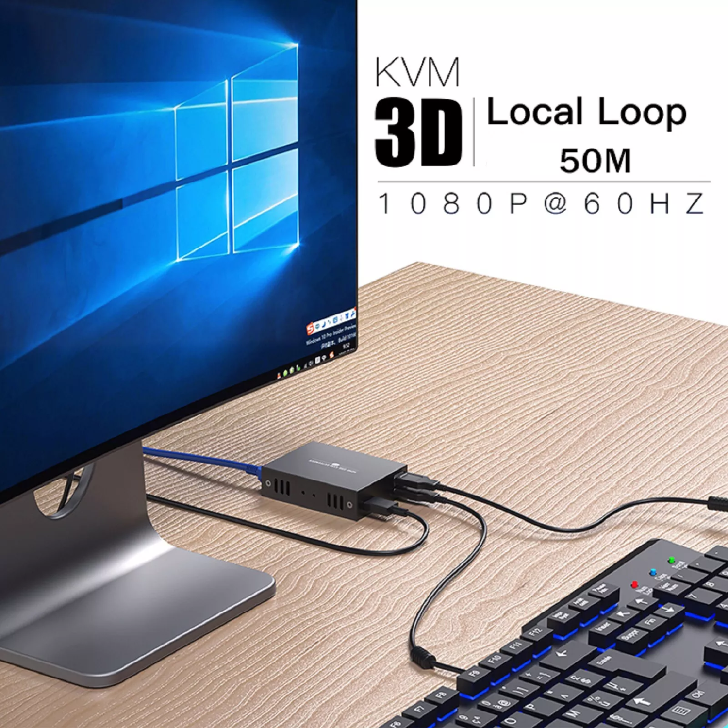 Prolongateur KVM HDMI USB 50 m via un seul câble Ethernet Cat5e/6 pour CCTV PC Portable à usage professionnel à domicile