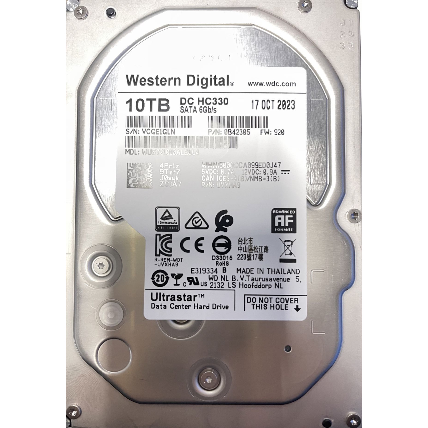 Western Digital Enterprise 10TB HDD 3.5" SATA 5400RPM Black Internal Hard Drive for DVR NVR Security Camera System (WUS721010ALE6L4)