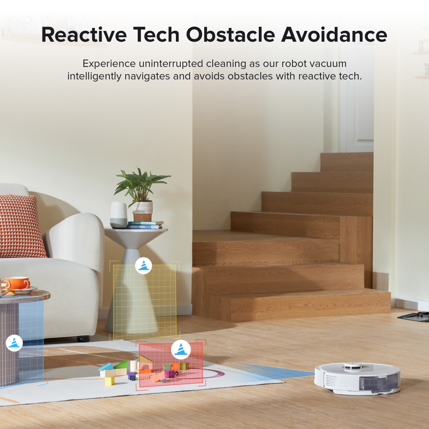 Aspirateur robot-vadrouille Q8 Max+ avec évitement d’obstacles, navigation intelligente, station d’accueil à vidage automatique, brosse à double