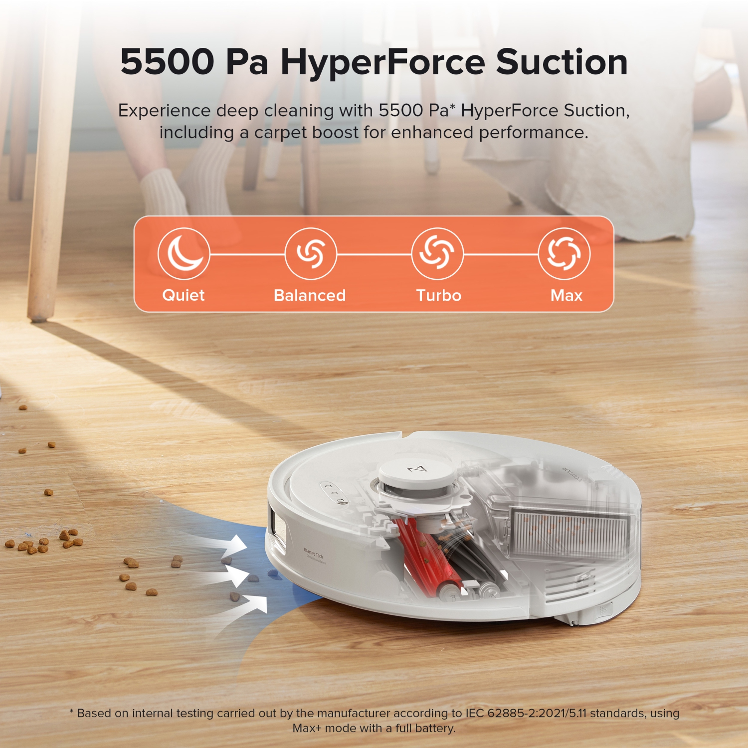 Aspirateur robot-vadrouille Q8 Max+ avec évitement d’obstacles, navigation intelligente, station d’accueil à vidage automatique, brosse à double