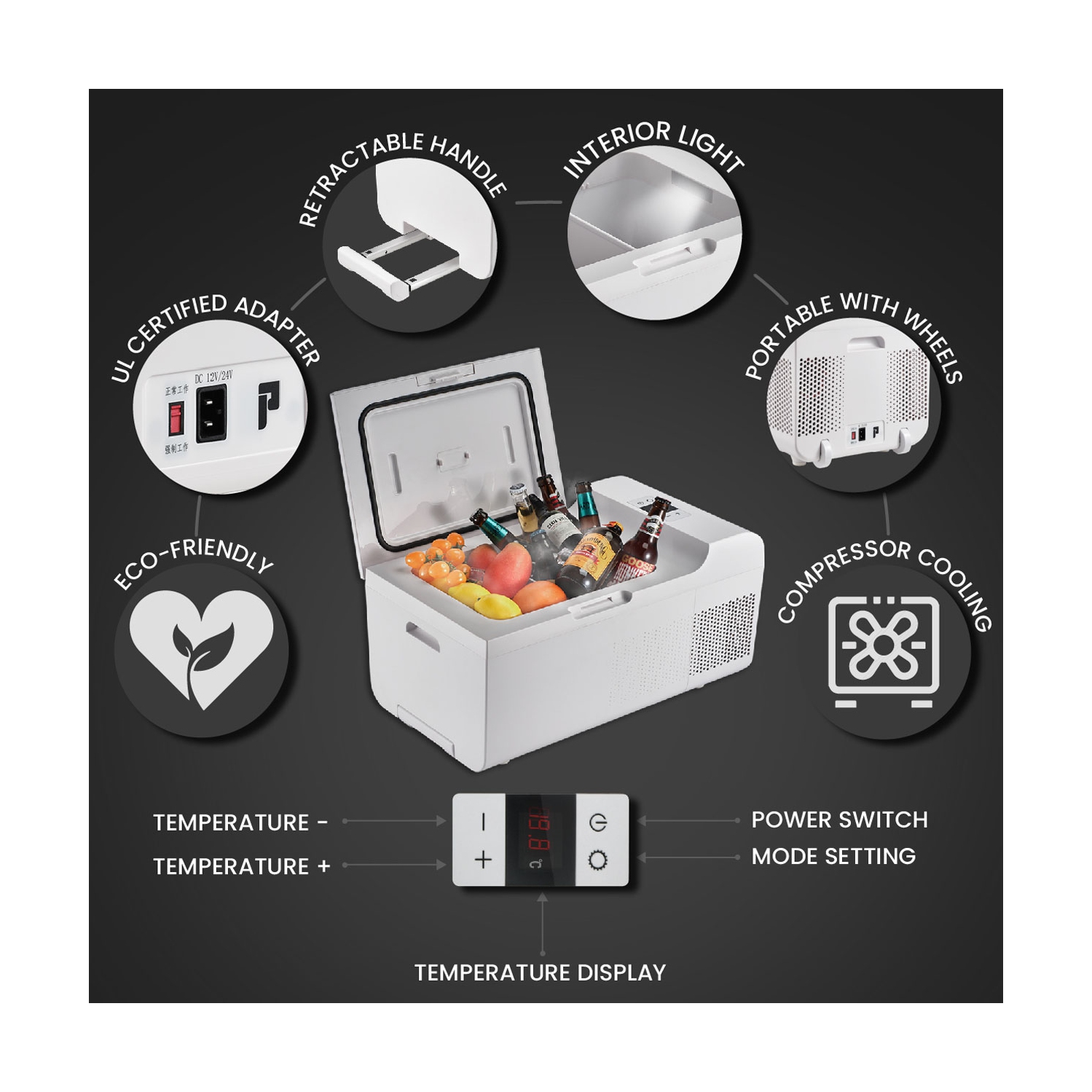 Equator Rolling Fridge-Freezer Portable Casters Retractable Handle 0.7cf 12/110V