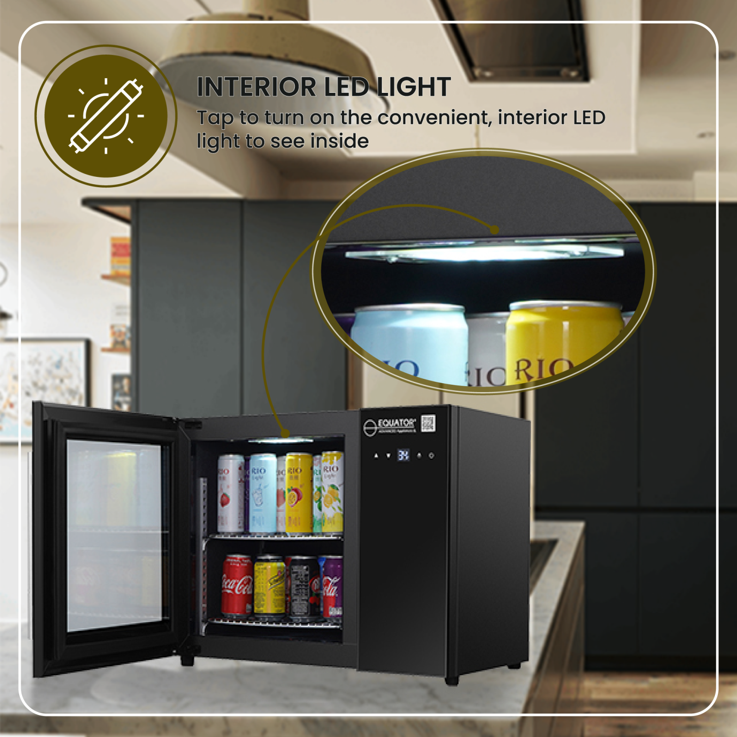 Equator 25in COUNTERTOP Beverage Refrigerator 40 Cans Touch Control 110V