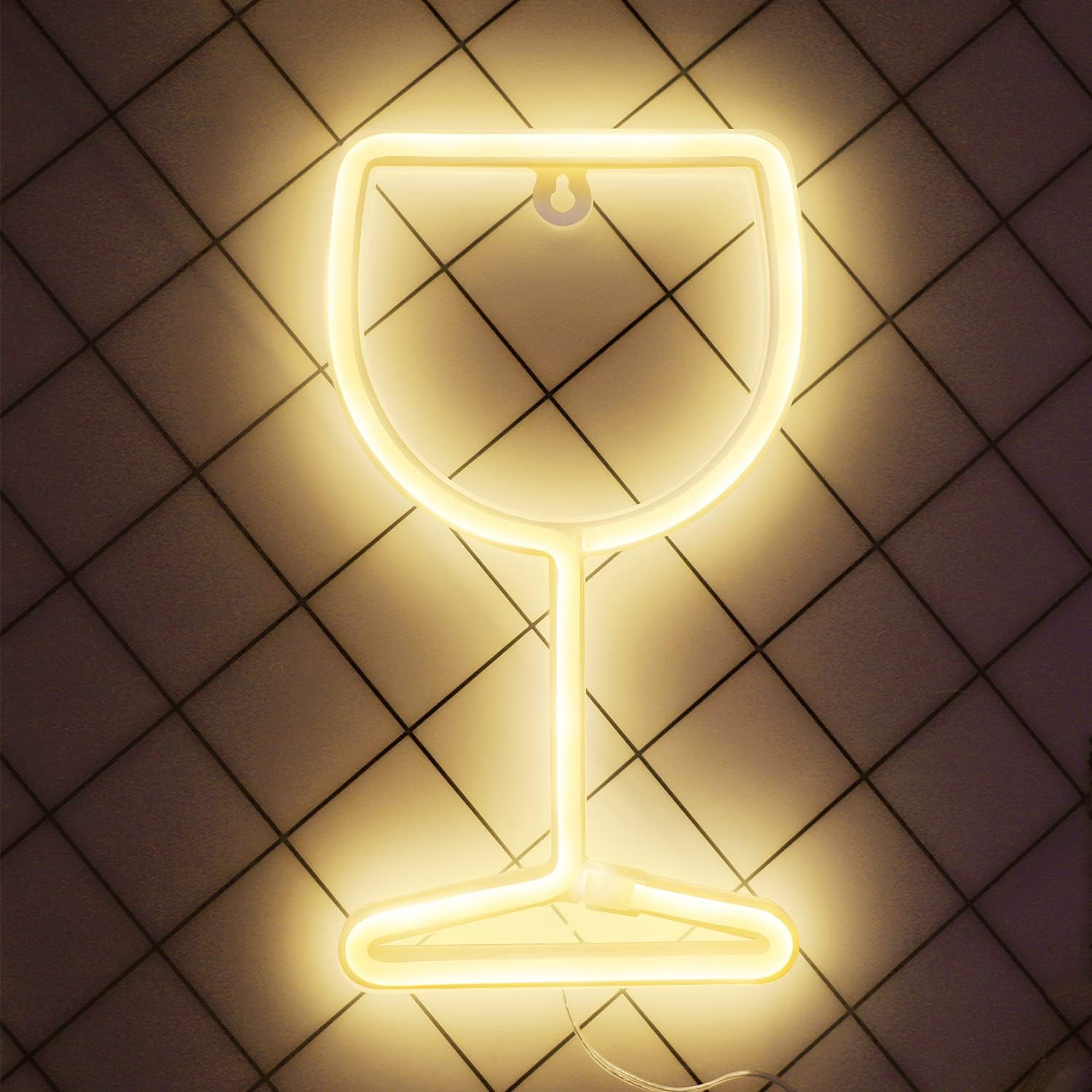 1-pcs Neon Signs Wine Glass Shaped, LED Neon Lights for Wall Decor Battery/USB Operated Night Lights Bar Lamp for Home, Christmas, Halloween, Cellar,