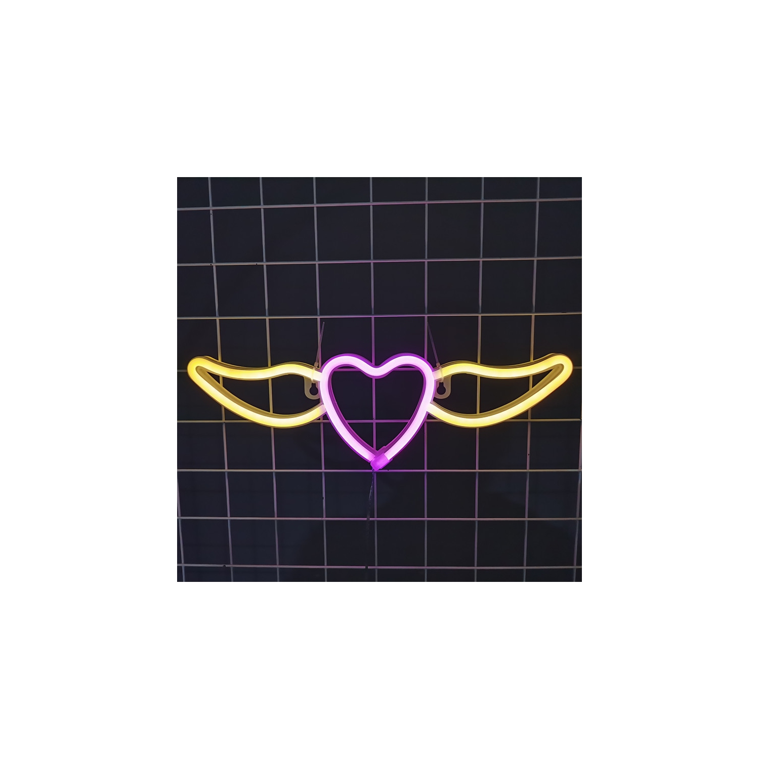 Panneau néon 1 pces Affiche néon LED illuminé, USB ou aile d'ange alimentée par piles, veilleuse décorative, coeur, décoration murale, bar, bière