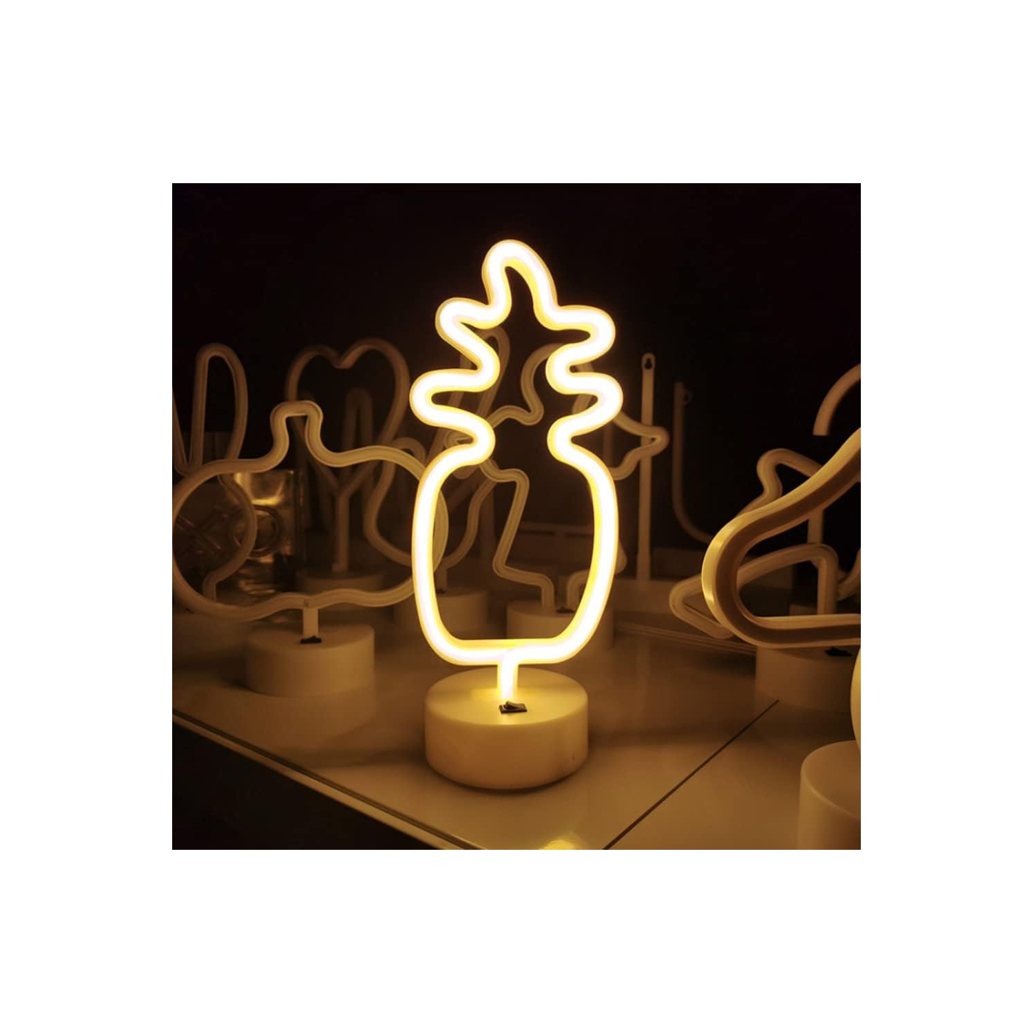 Affiche néon 1 pièces, panneau néon ananas lampe de nuit LED lampe de nuit USB Lampe de nuit DEL alimentée par piles, lampe murale de chambre