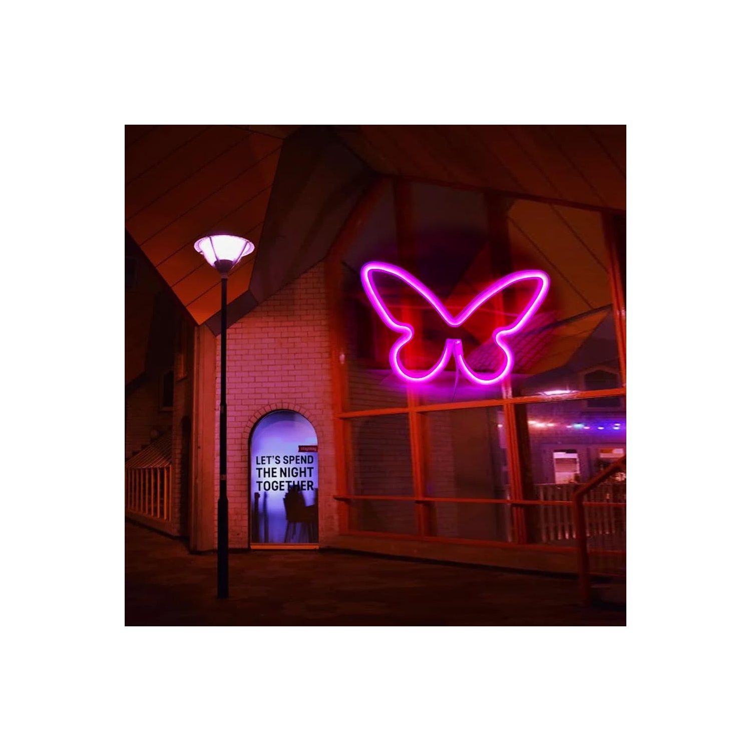 1 lumières néon en forme de papillon de LED suspendues à une lumière néon décorative USB ou à piles pour la maison Bar Restaurant de Noël