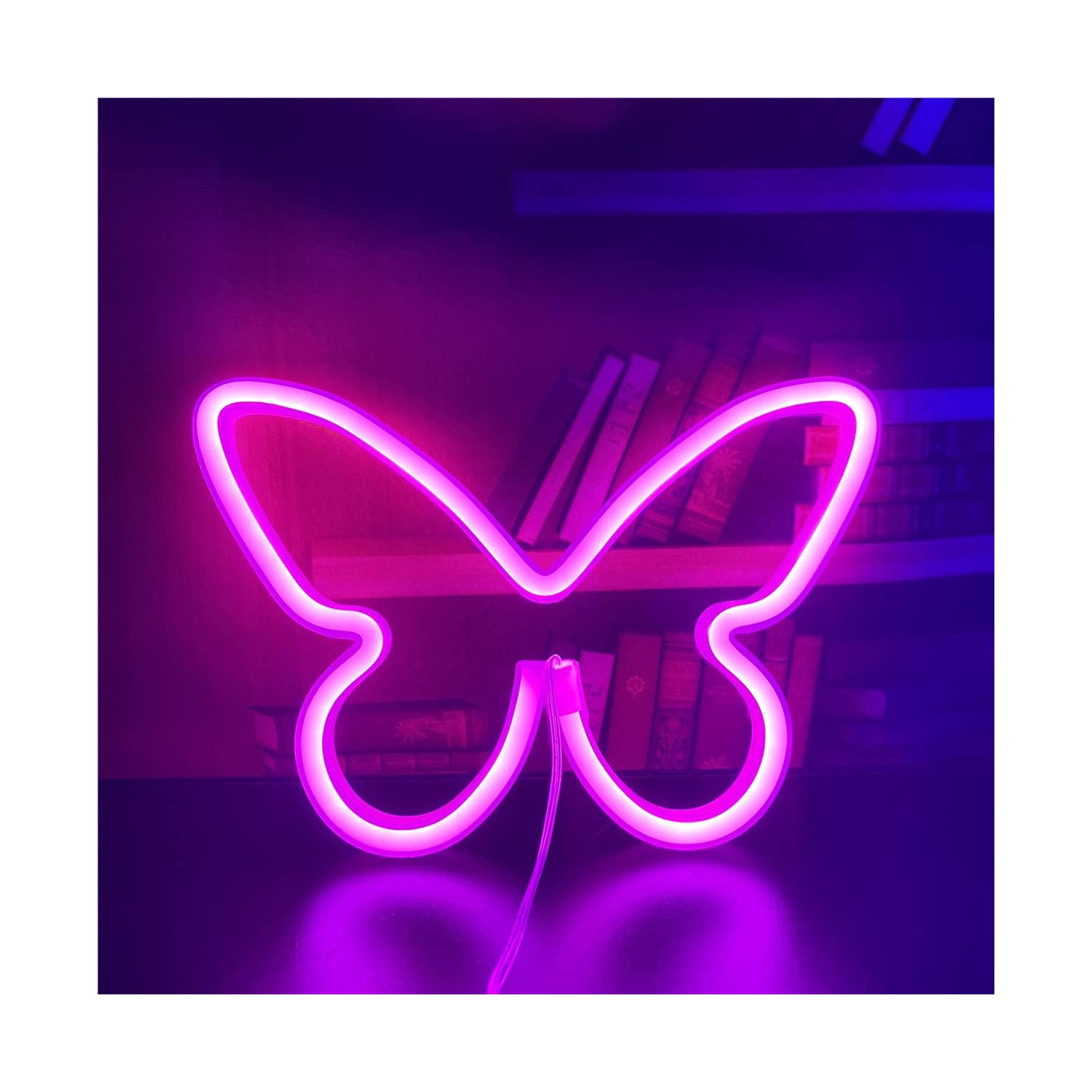 1 lumières néon en forme de papillon de LED suspendues à une lumière néon décorative USB ou à piles pour la maison Bar Restaurant de Noël