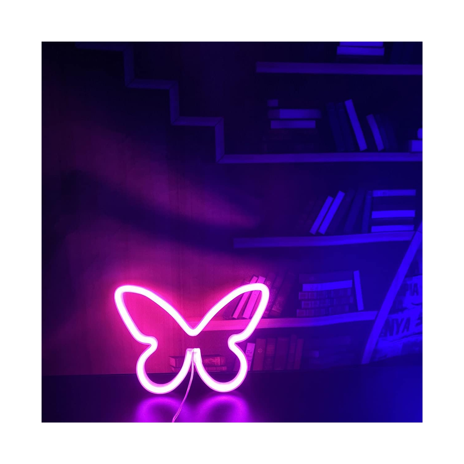 1 lumières néon en forme de papillon de LED suspendues à une lumière néon décorative USB ou à piles pour la maison Bar Restaurant de Noël