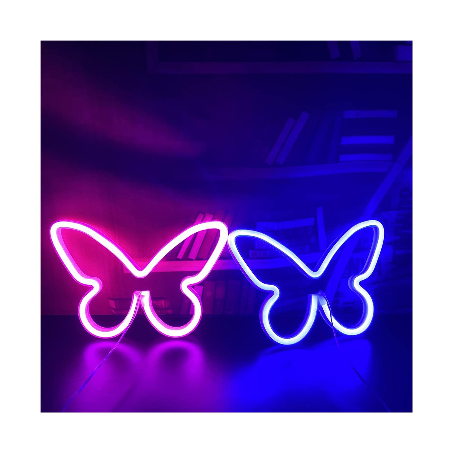 1 lumières néon en forme de papillon de LED suspendues à une lumière néon décorative USB ou à piles pour la maison Bar Restaurant de Noël